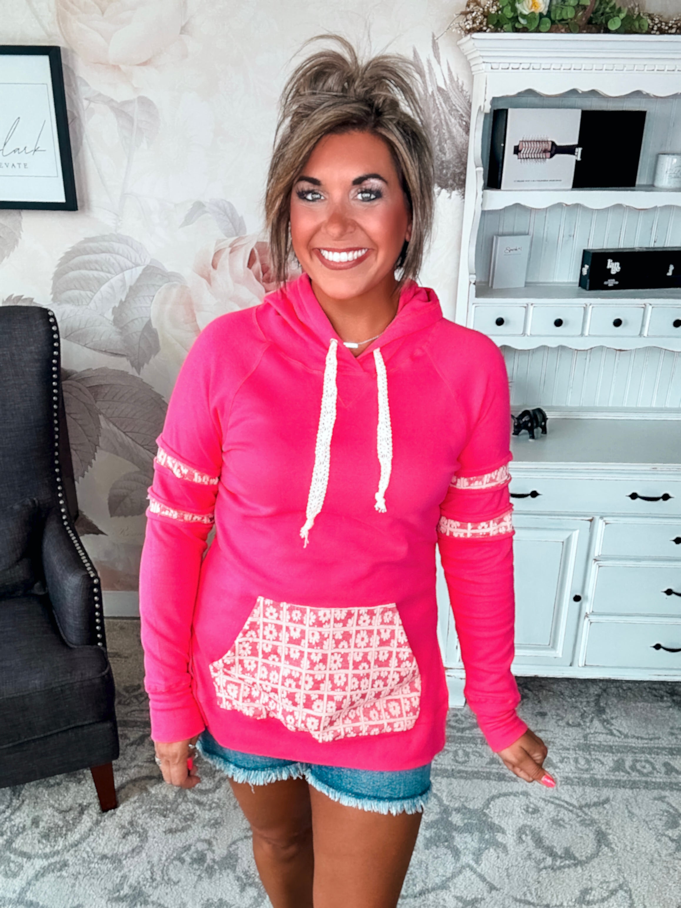 Ampersand Avenue SideSlit Hoodie - Made For You - Pink