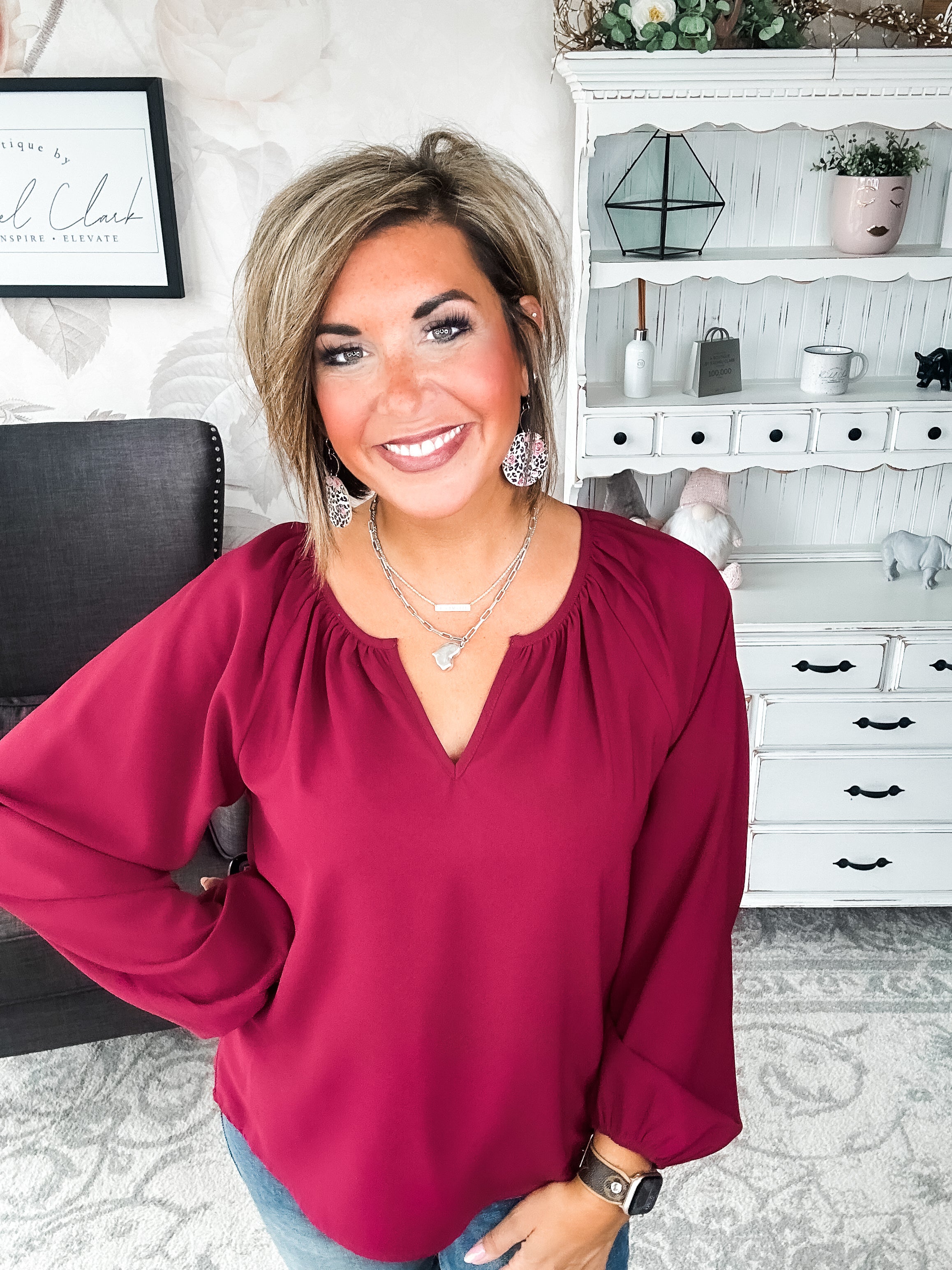 I Hear You Blouse - Wine