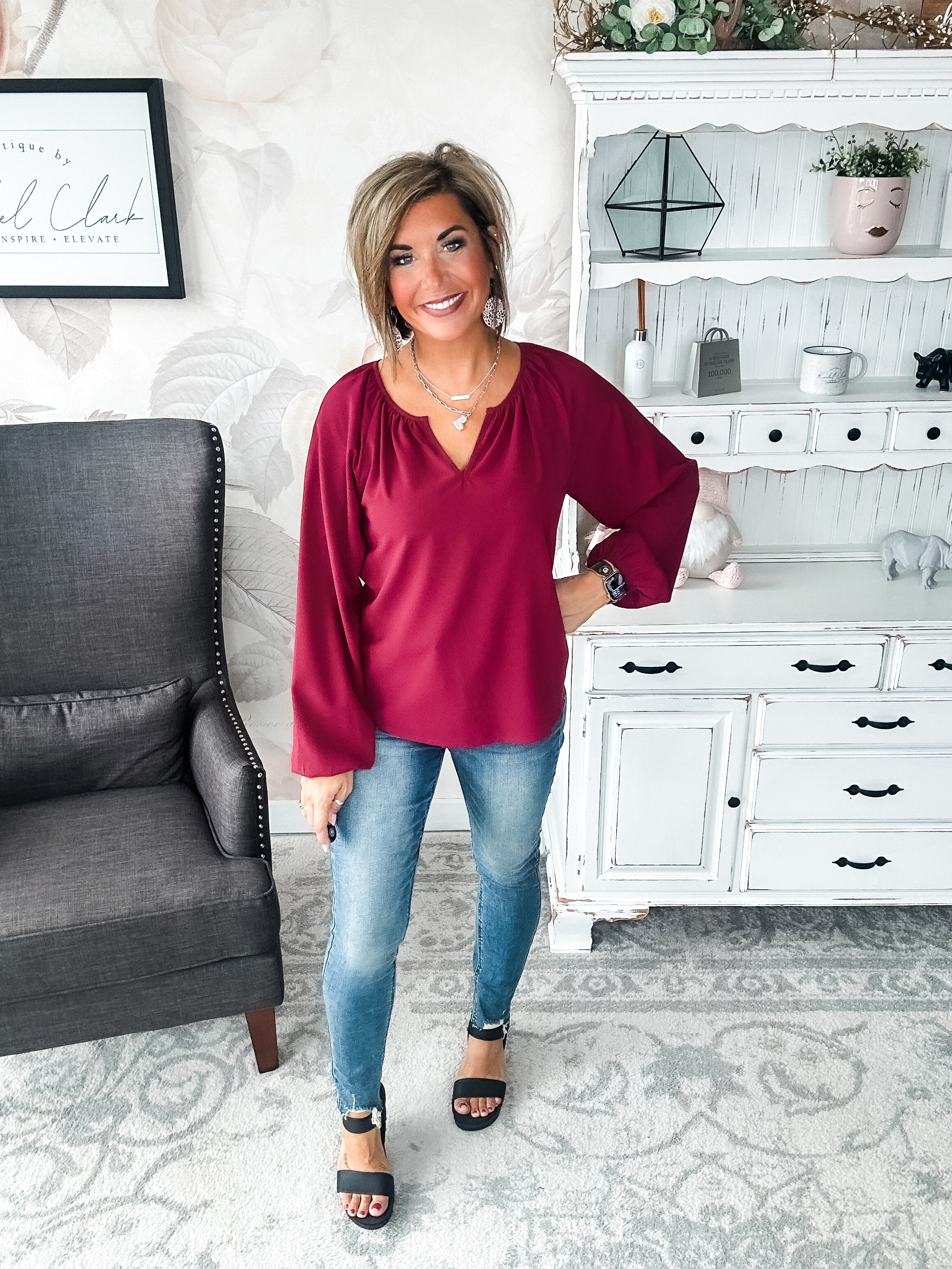 I Hear You Blouse - Wine