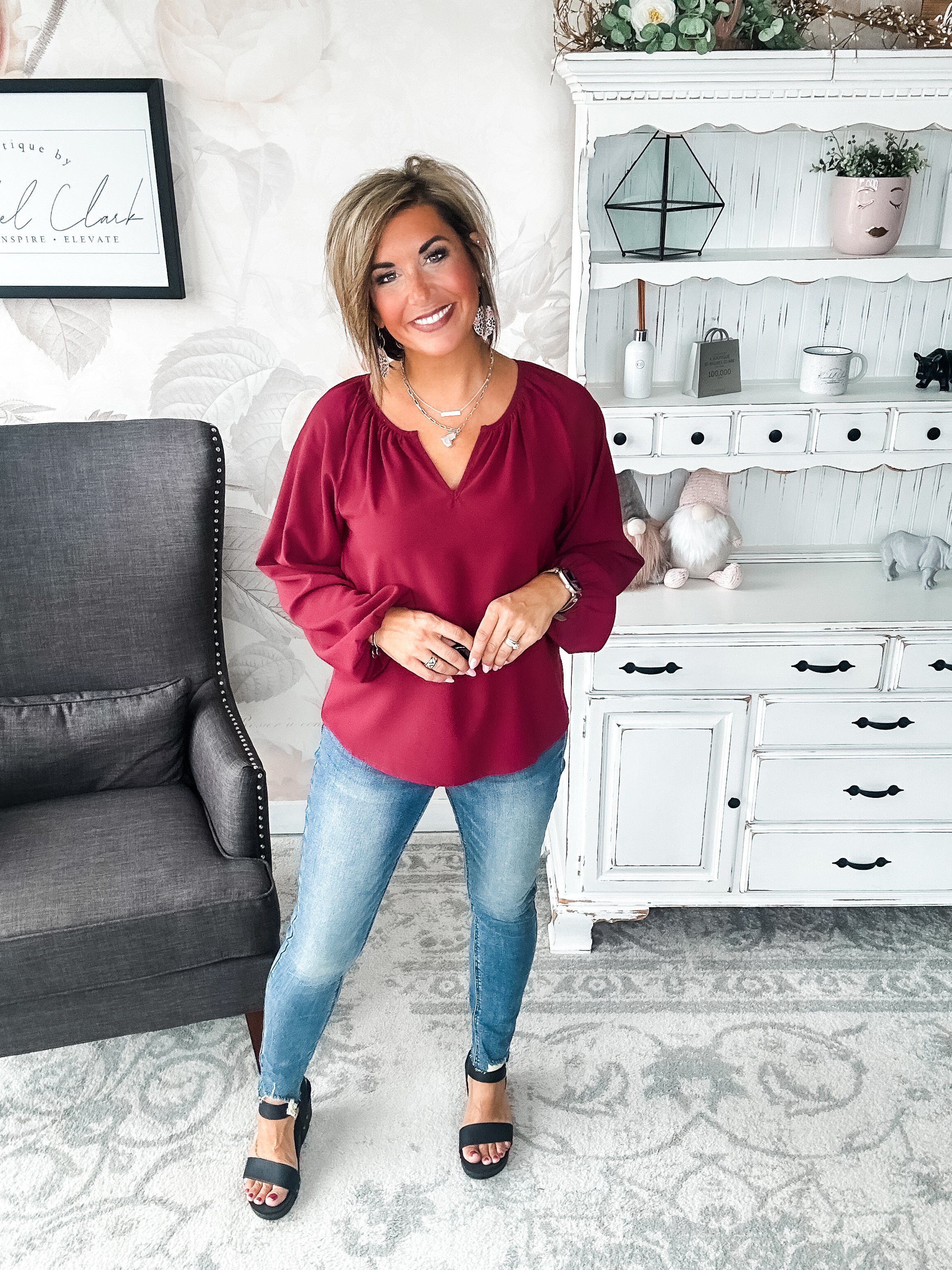 I Hear You Blouse - Wine