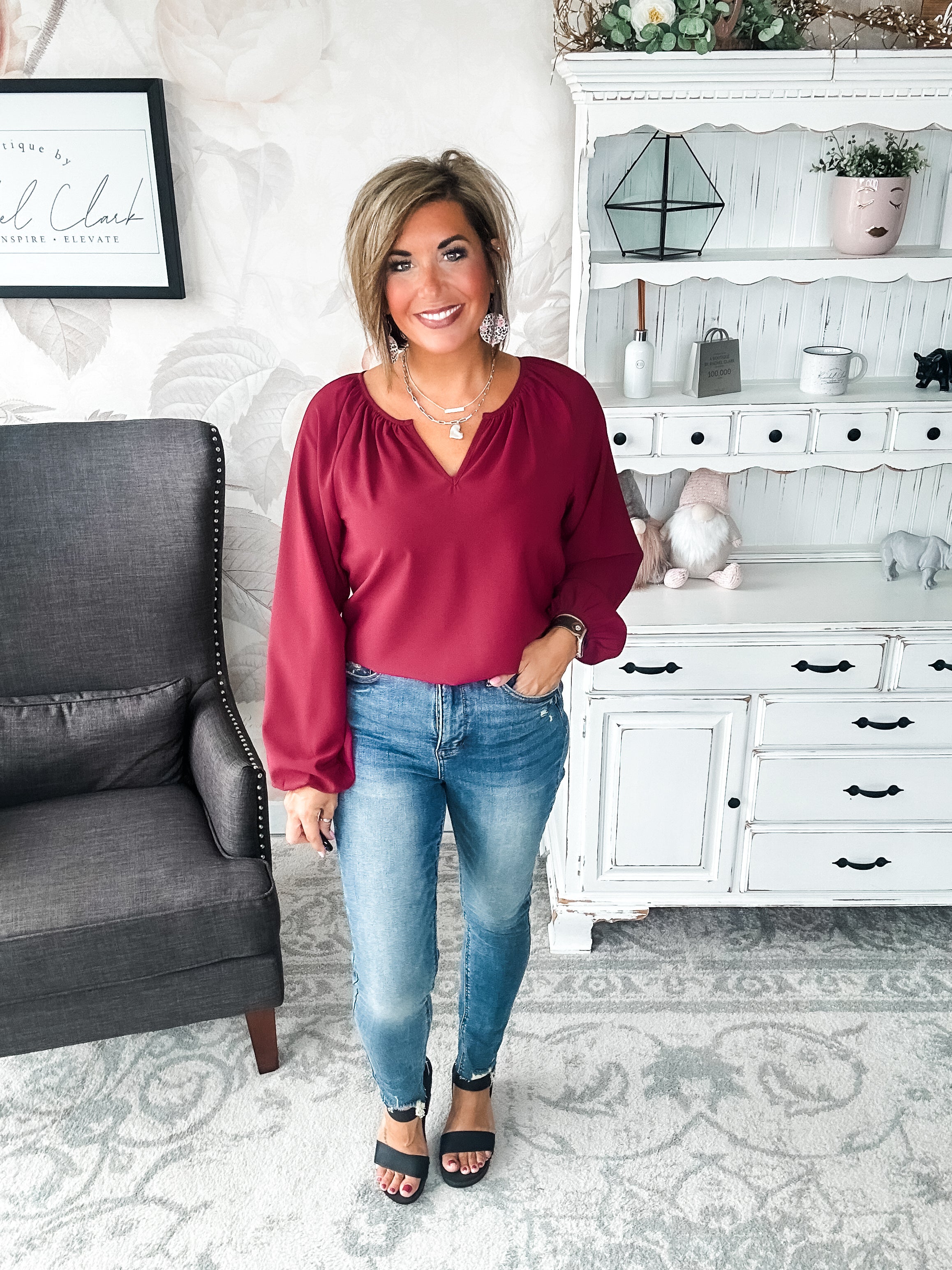 I Hear You Blouse - Wine