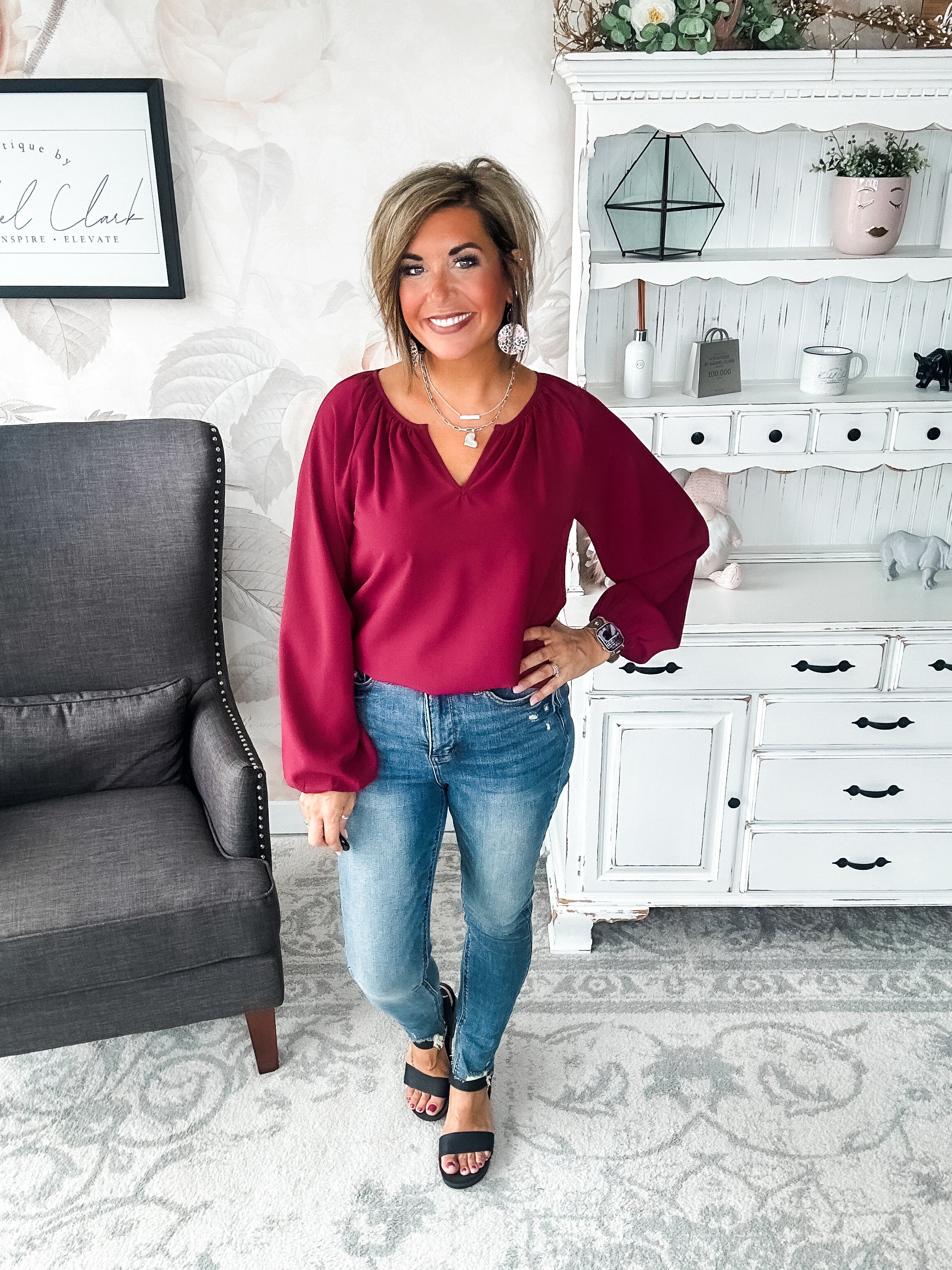 I Hear You Blouse - Wine