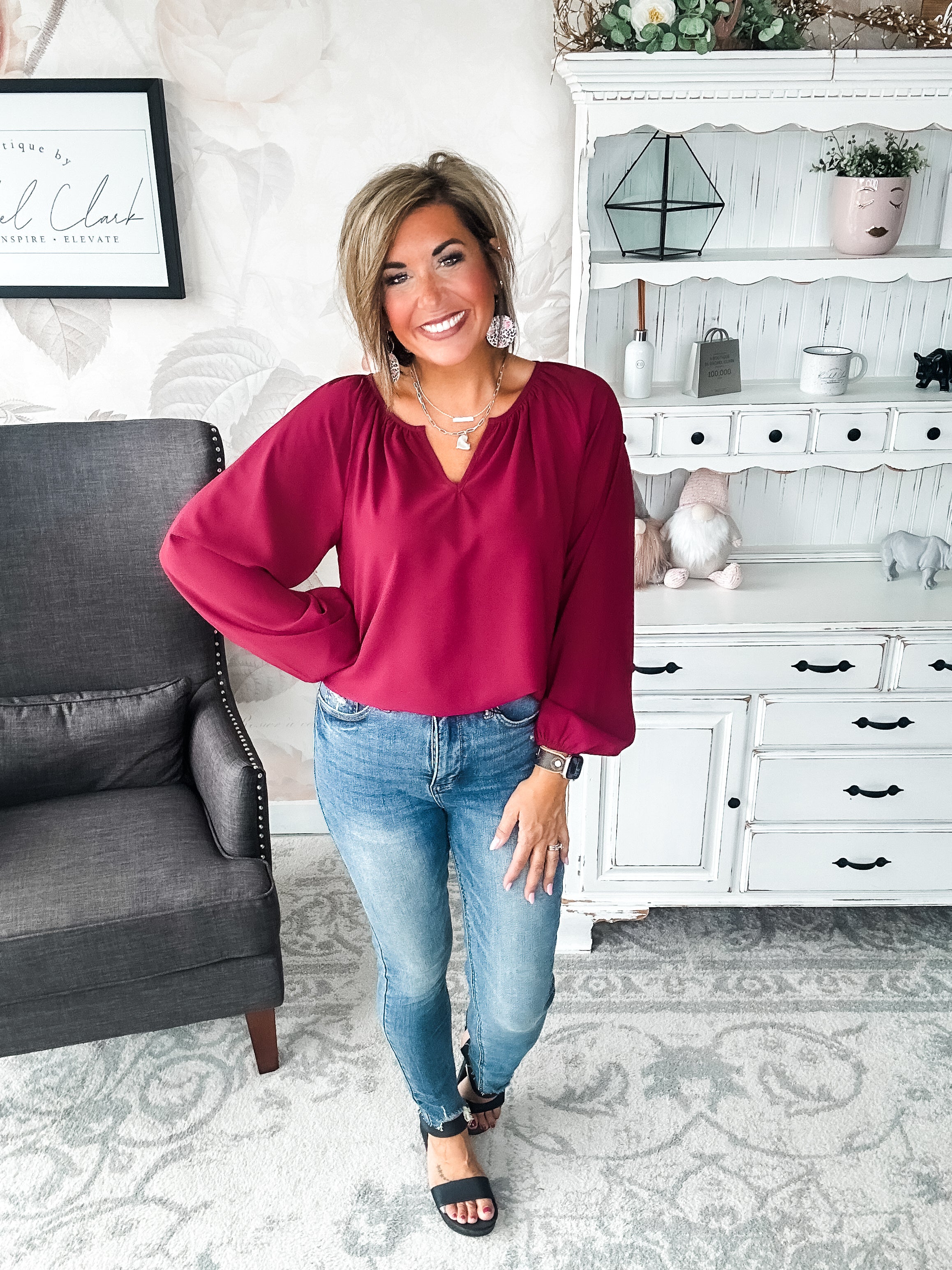 I Hear You Blouse - Wine