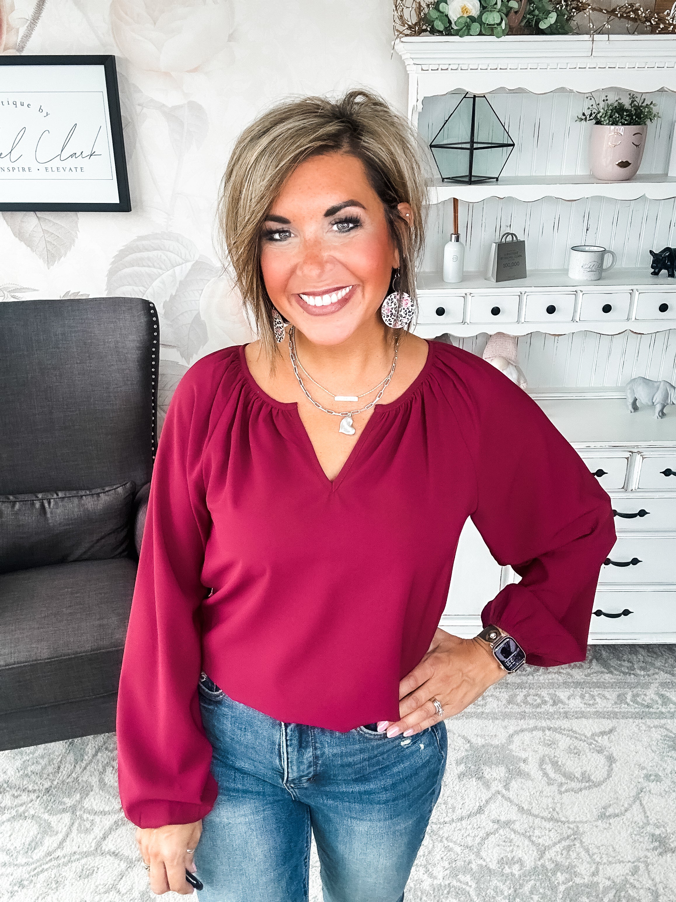 I Hear You Blouse - Wine