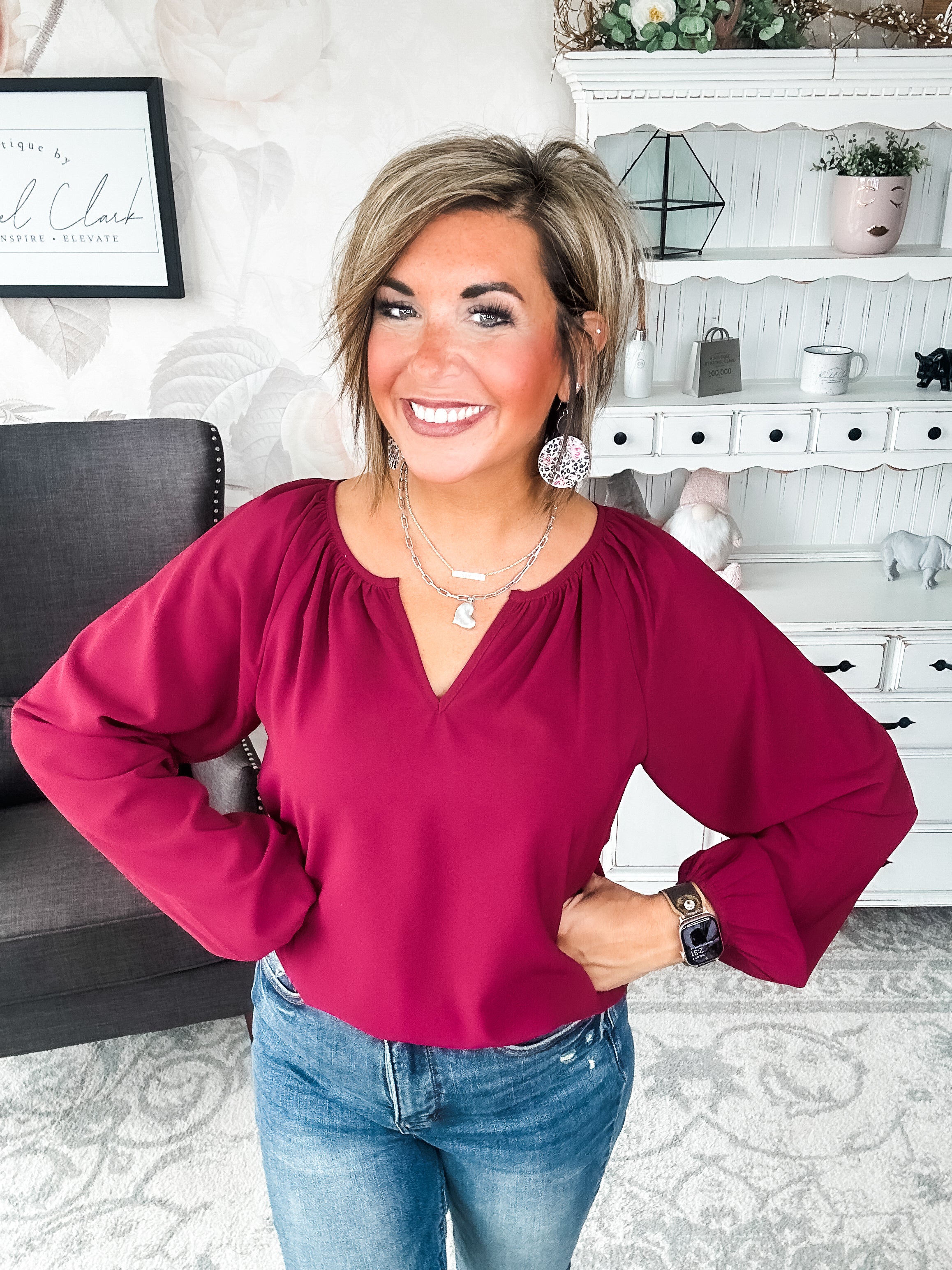 I Hear You Blouse - Wine