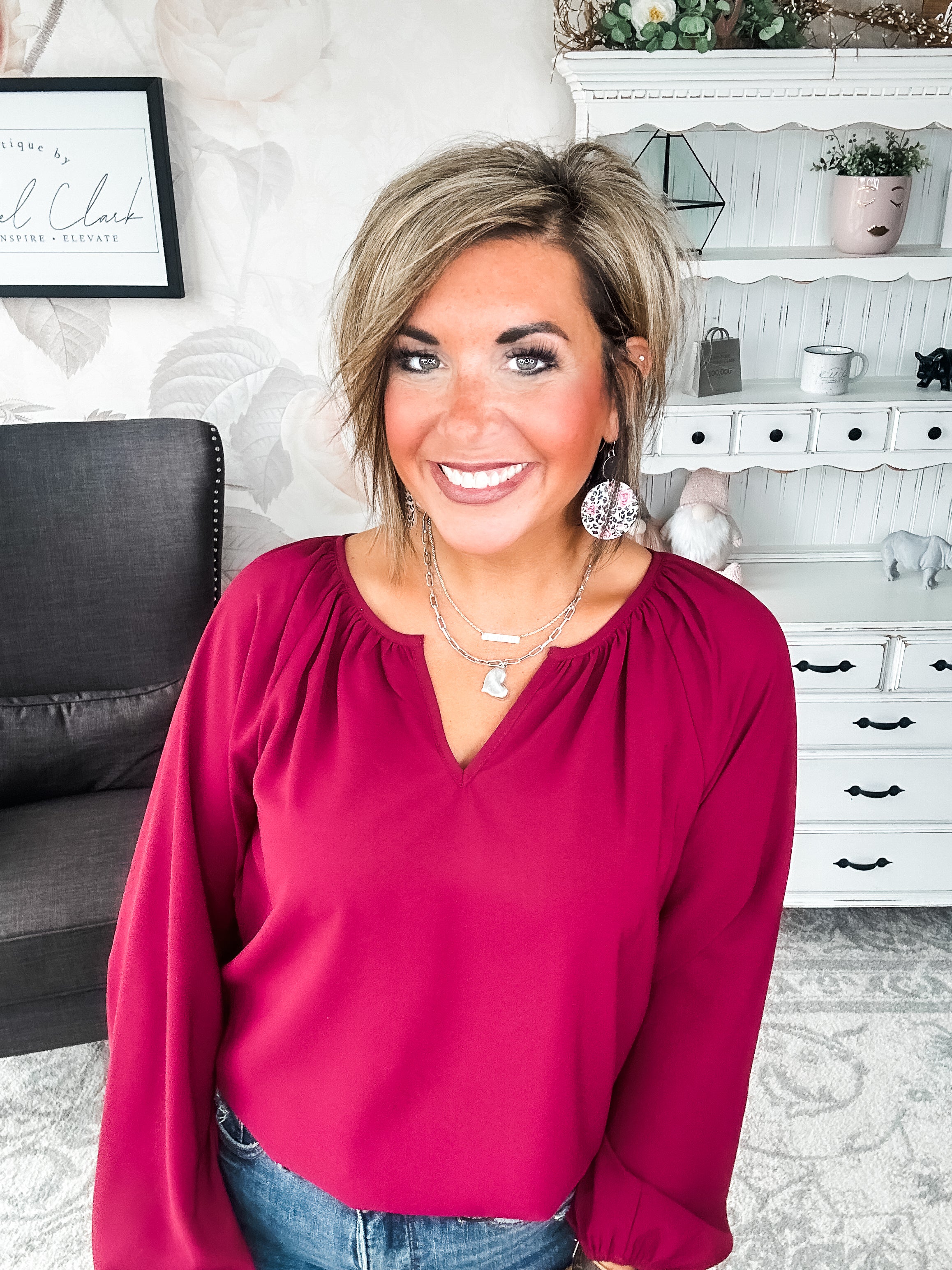 I Hear You Blouse - Wine