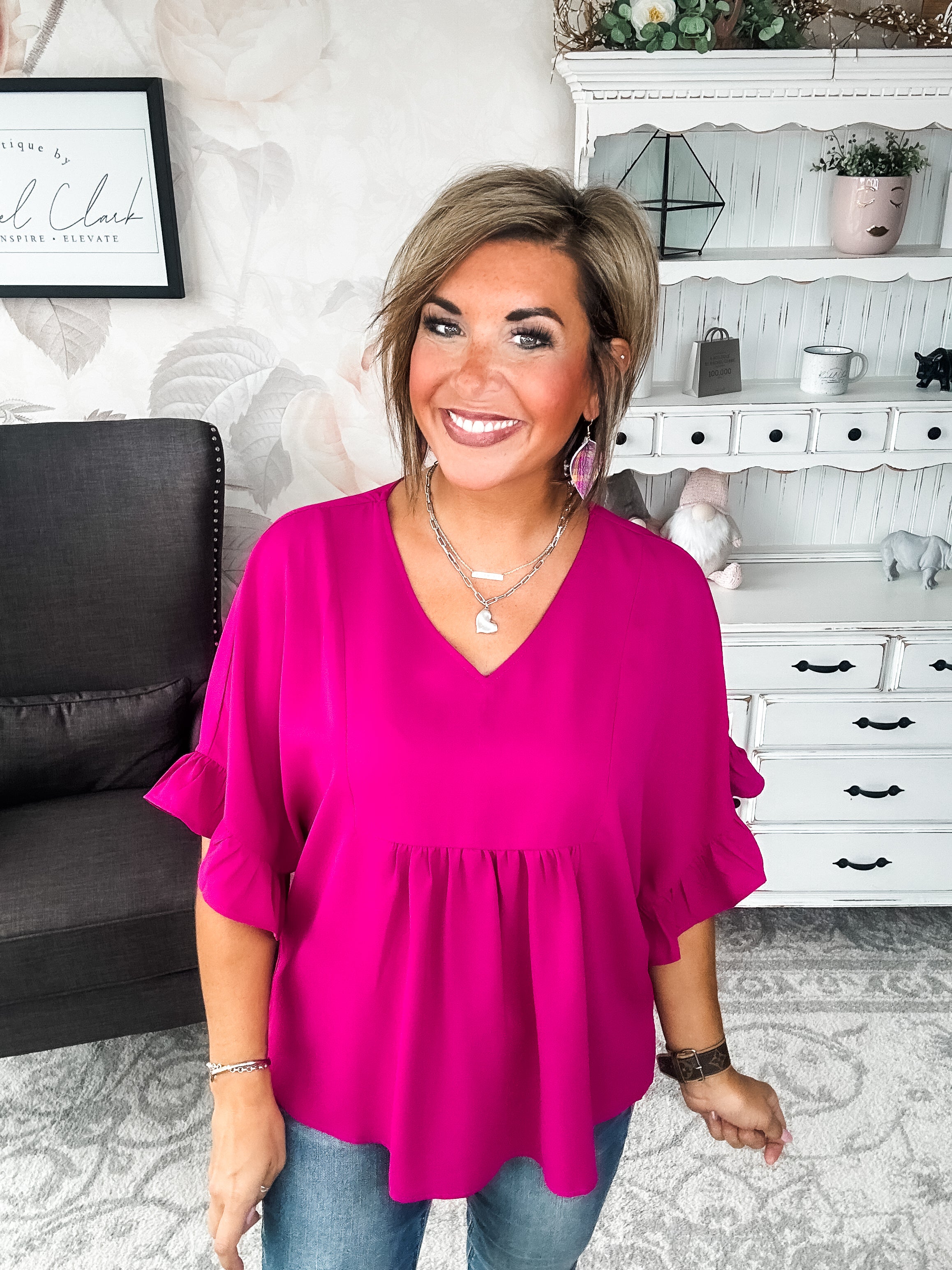 Close to Me Blouse - Magenta