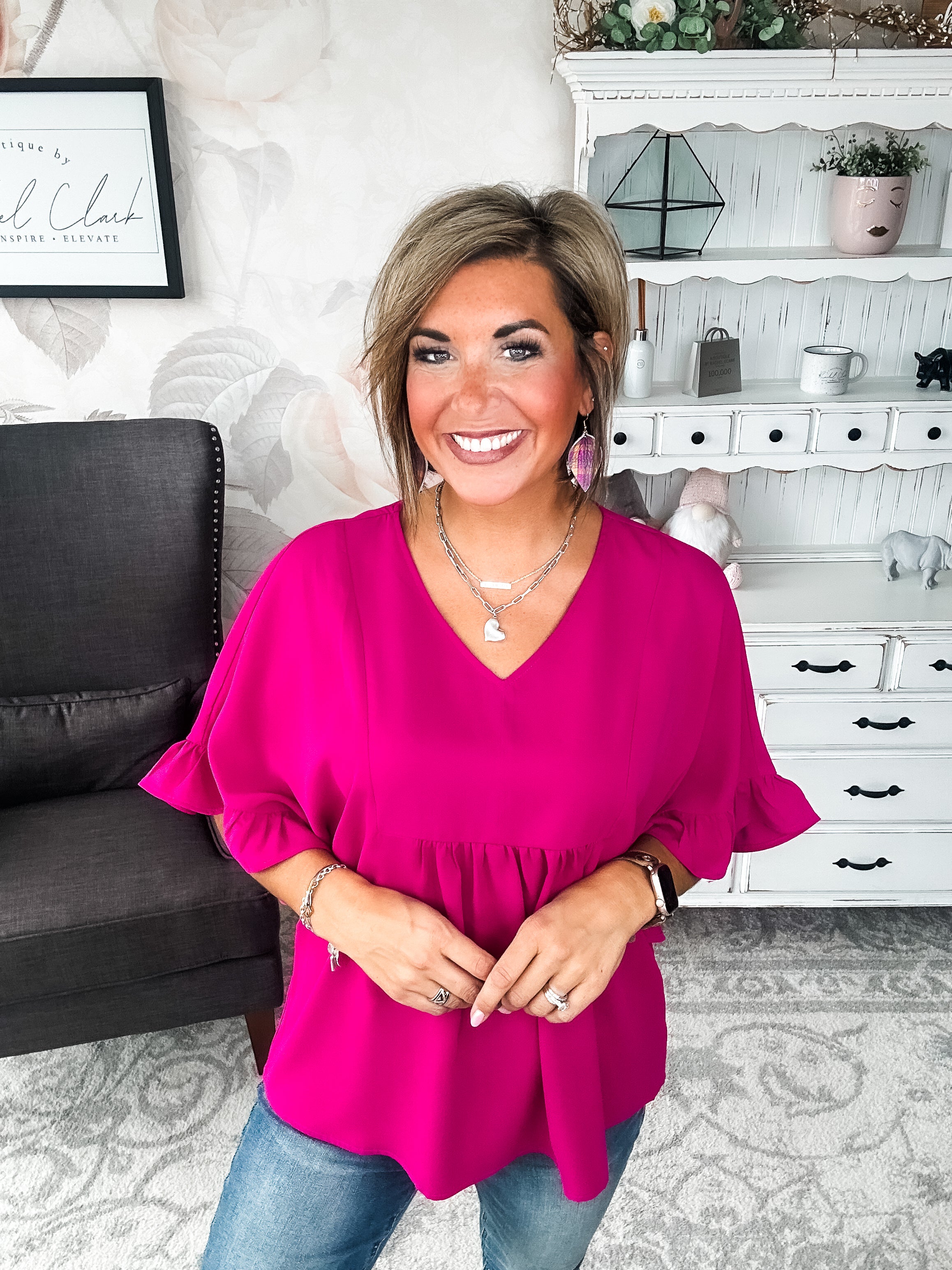 Close to Me Blouse - Magenta