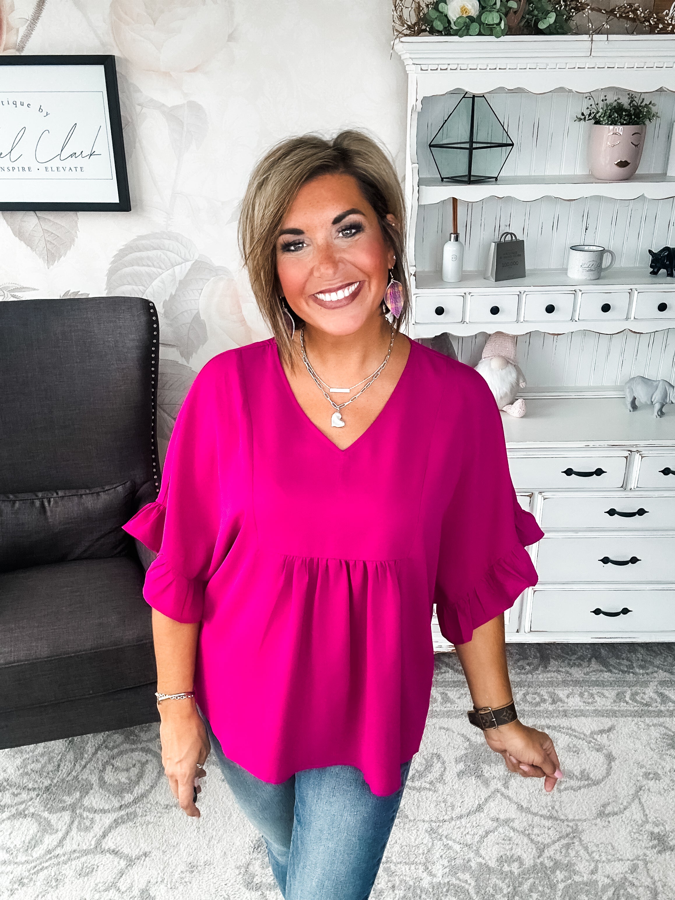 Close to Me Blouse - Magenta