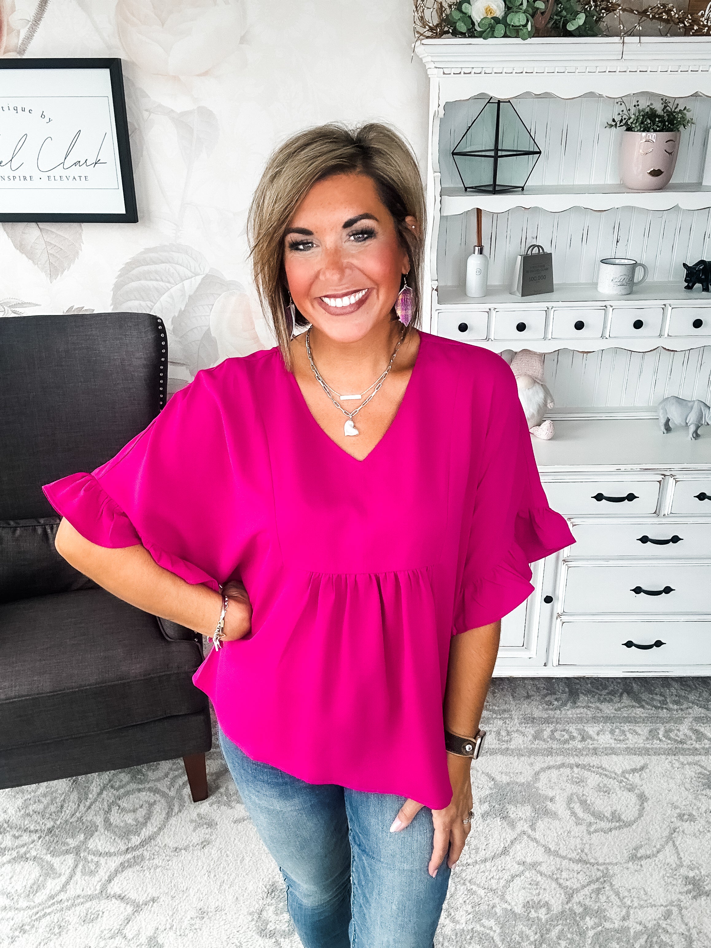 Close to Me Blouse - Magenta