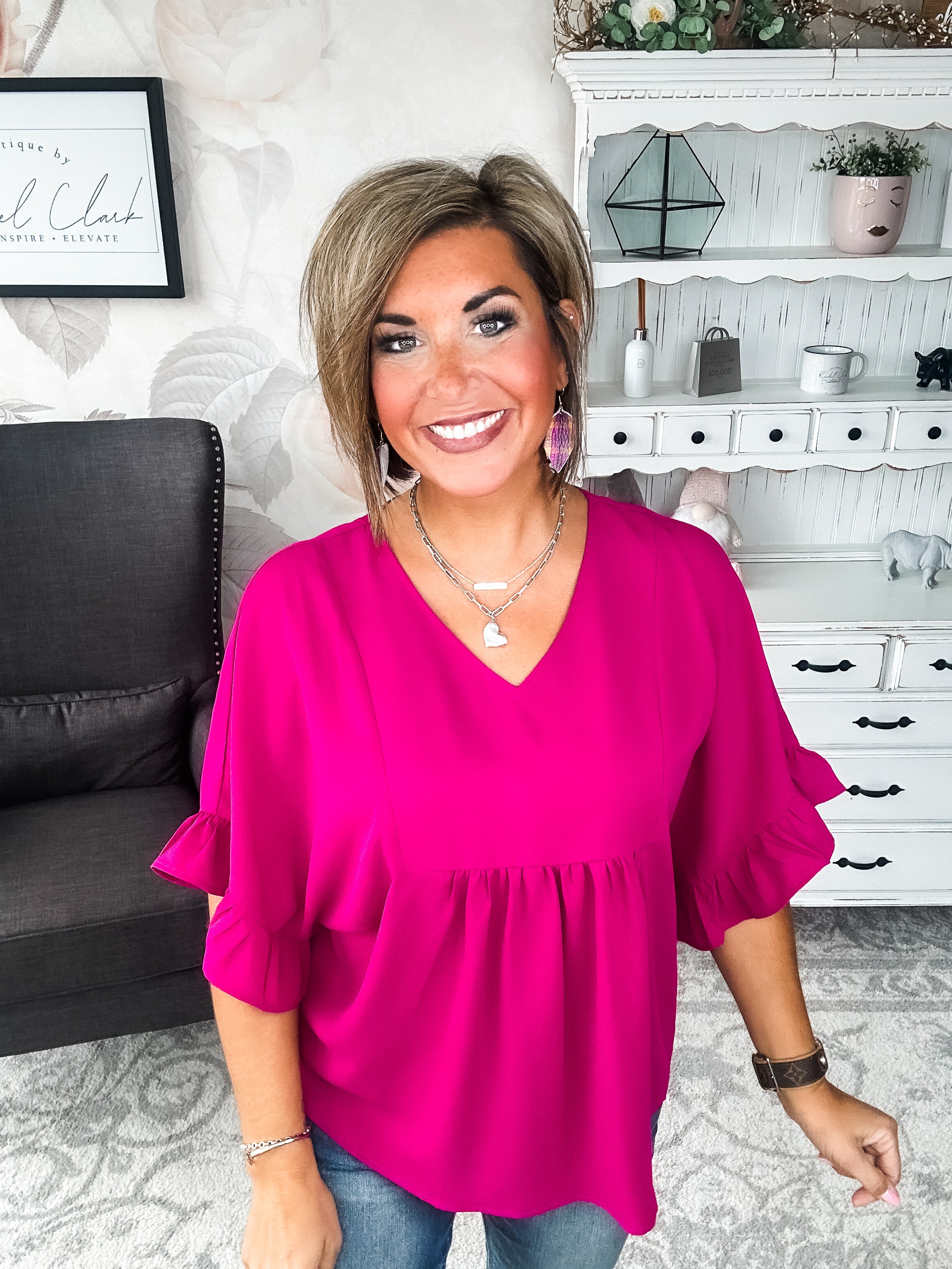 Close to Me Blouse - Magenta