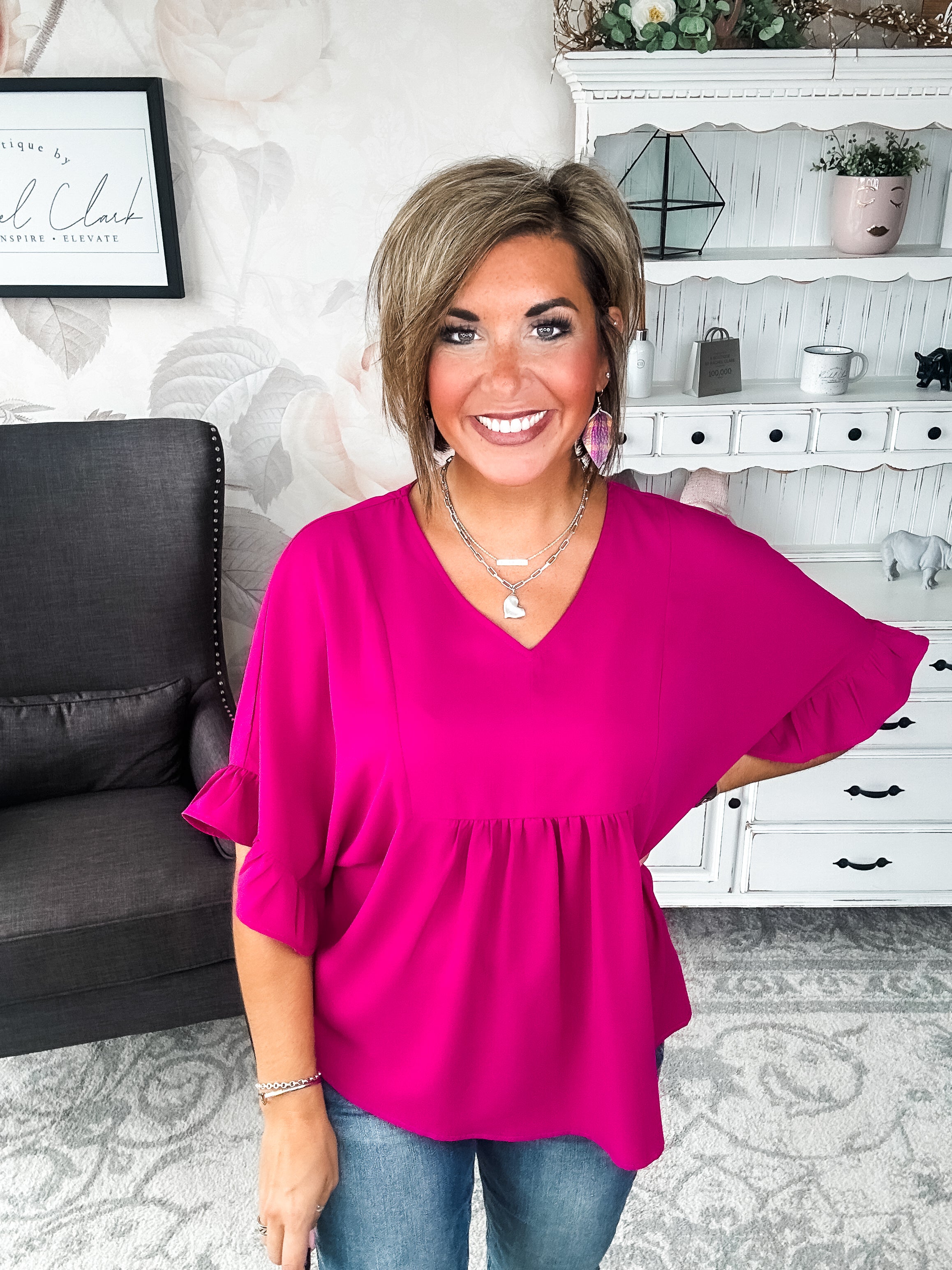 Close to Me Blouse - Magenta