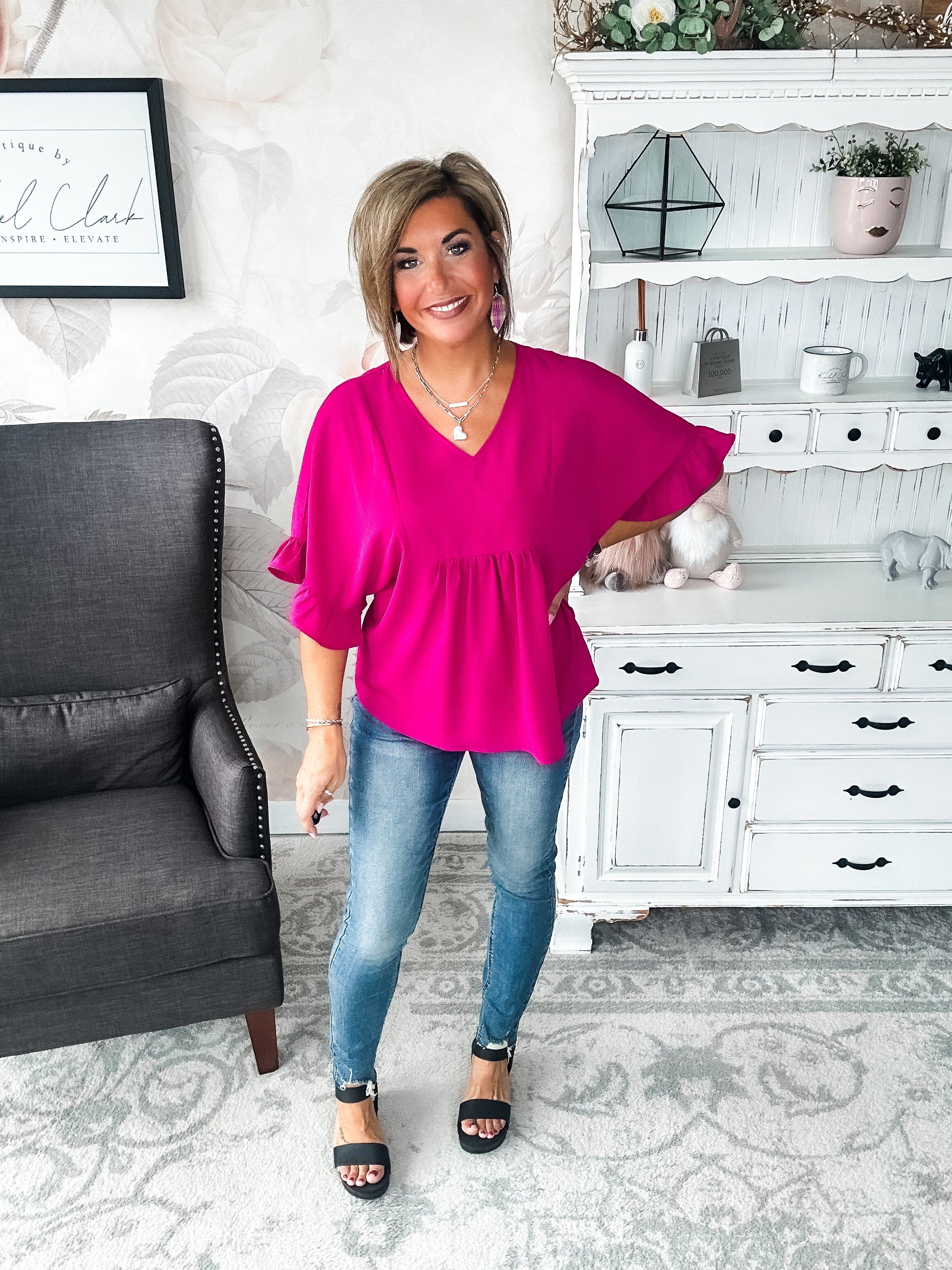 Close to Me Blouse - Magenta