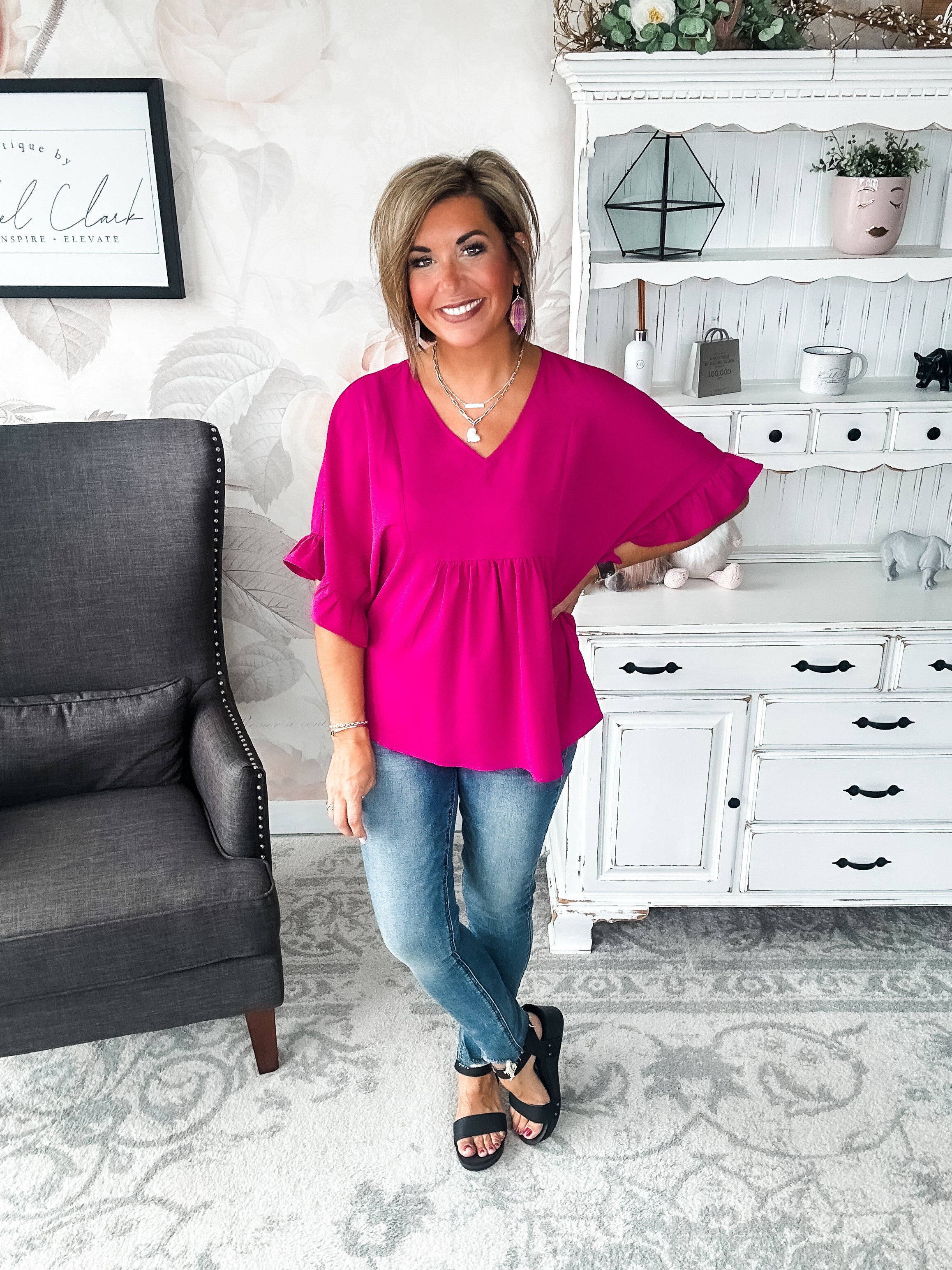 Close to Me Blouse - Magenta