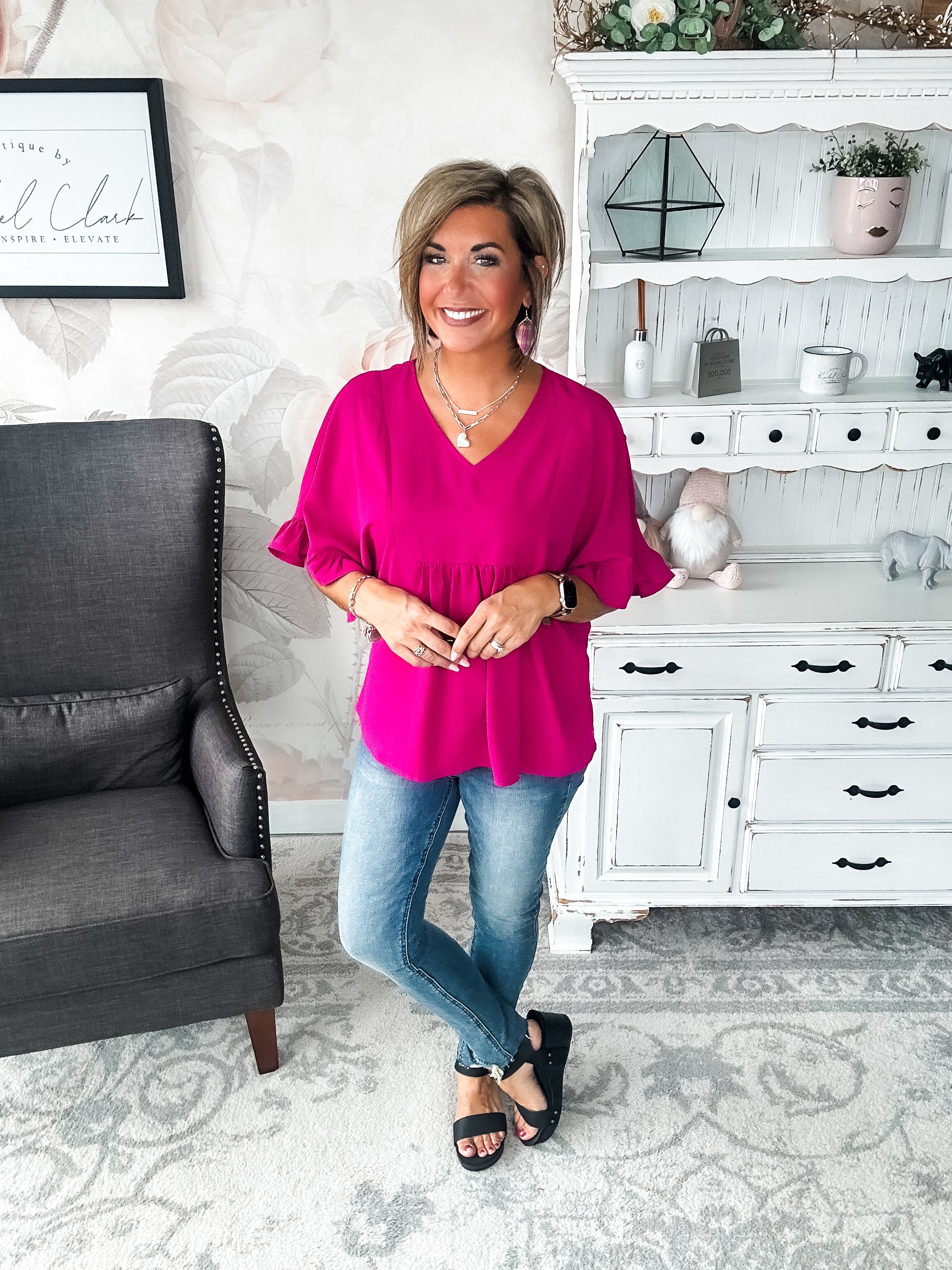 Close to Me Blouse - Magenta