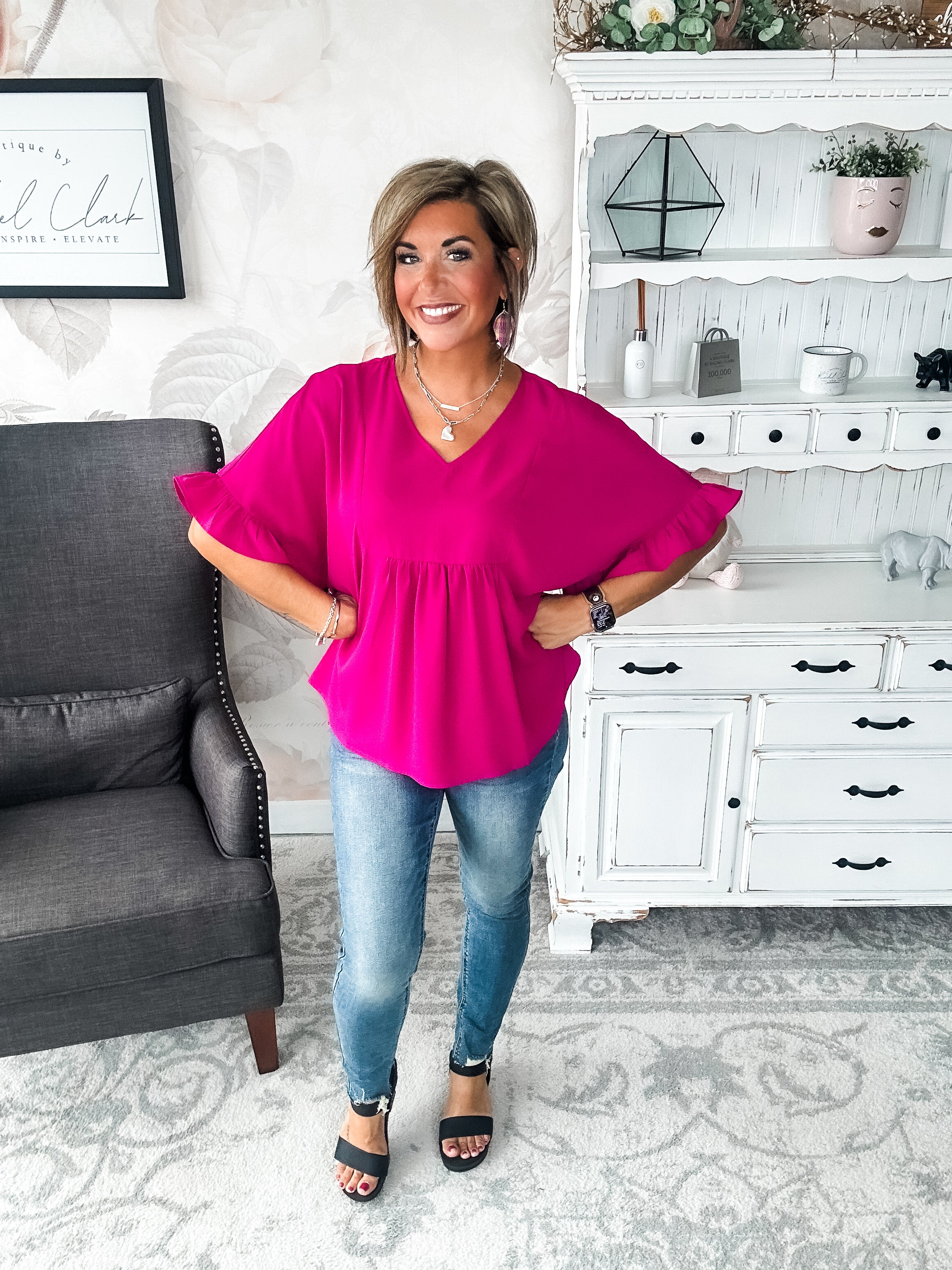 Close to Me Blouse - Magenta