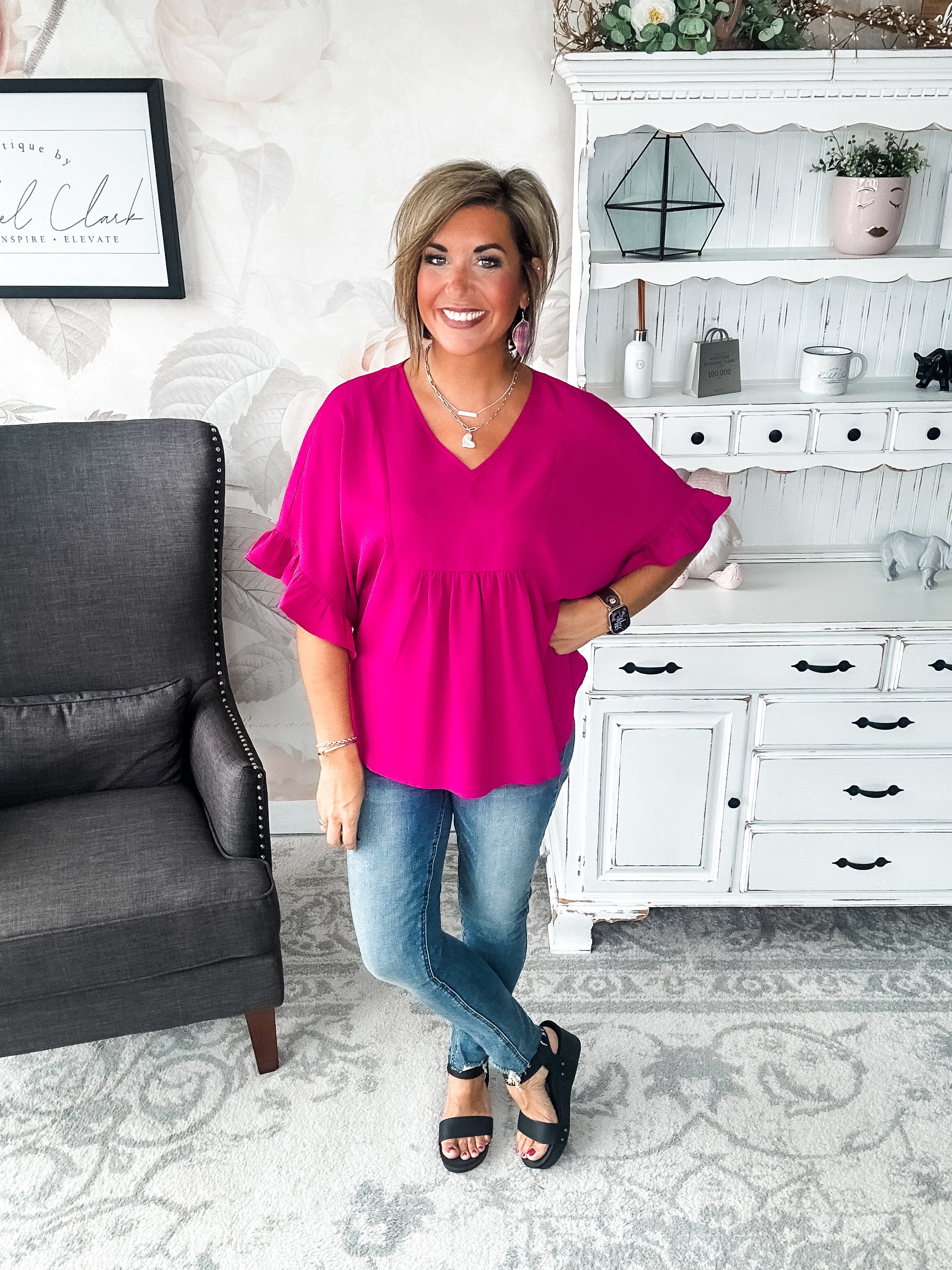 Close to Me Blouse - Magenta