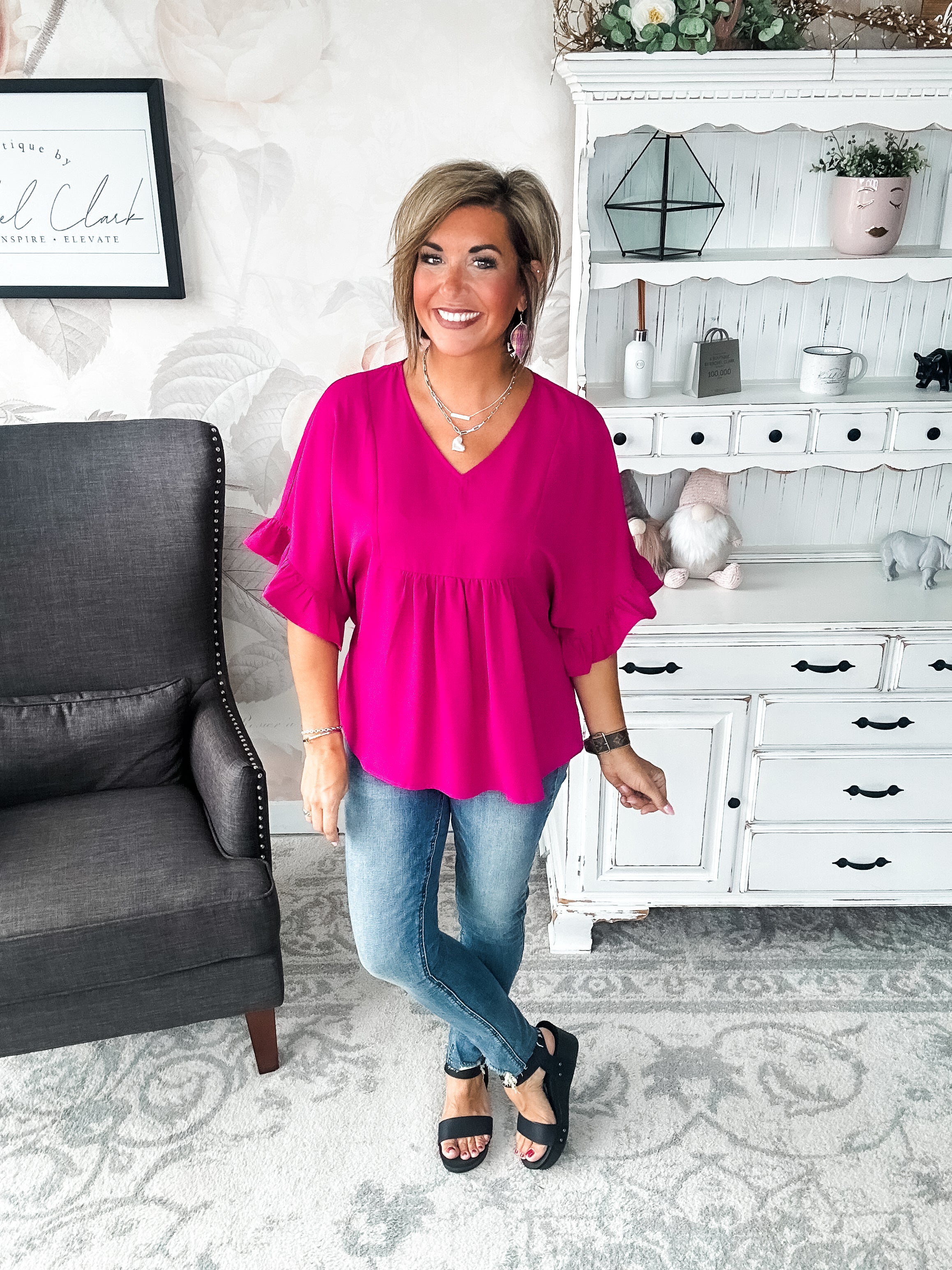 Close to Me Blouse - Magenta