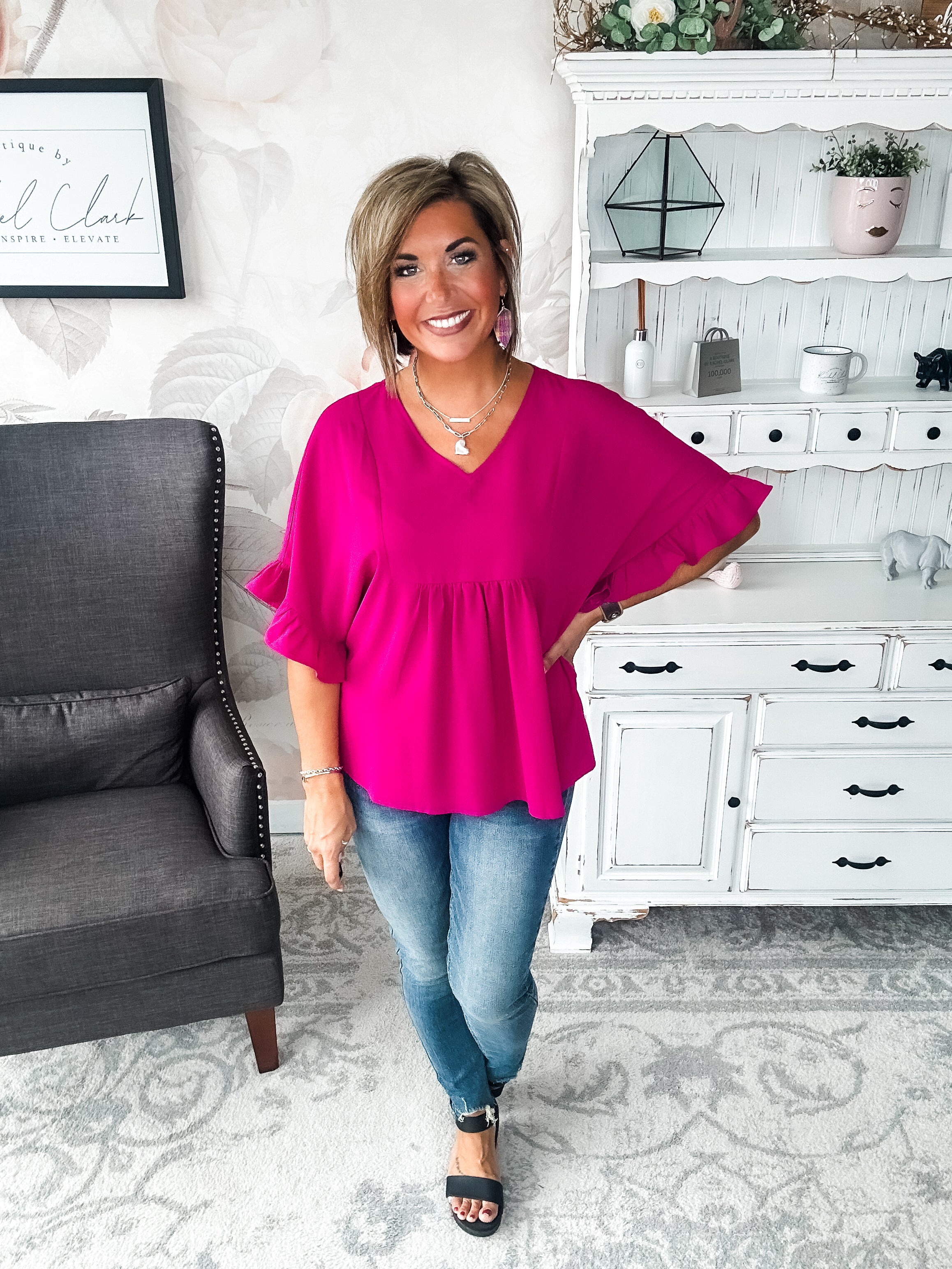 Close to Me Blouse - Magenta