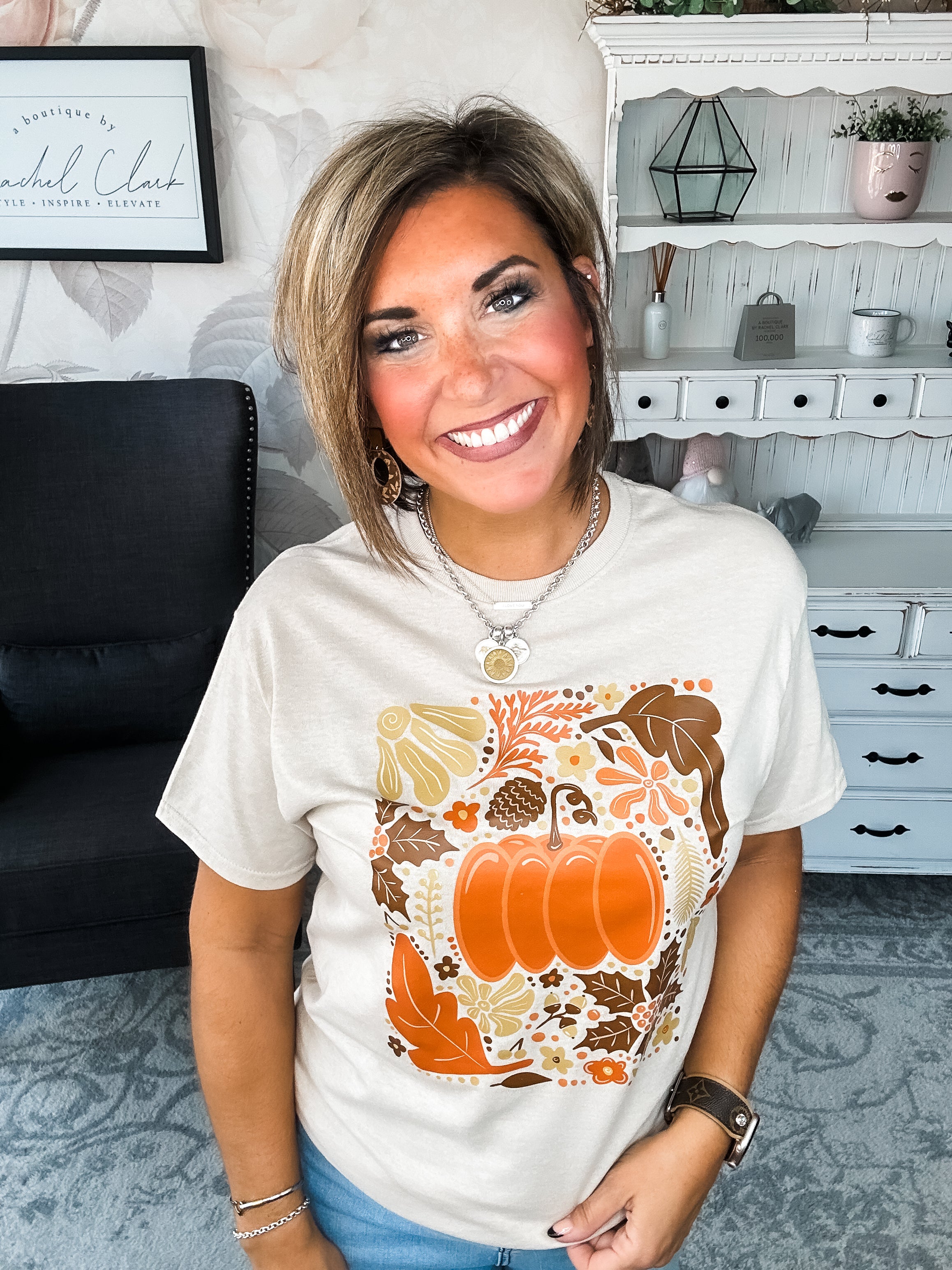Fall Floral Pumpkin Graphic Tee