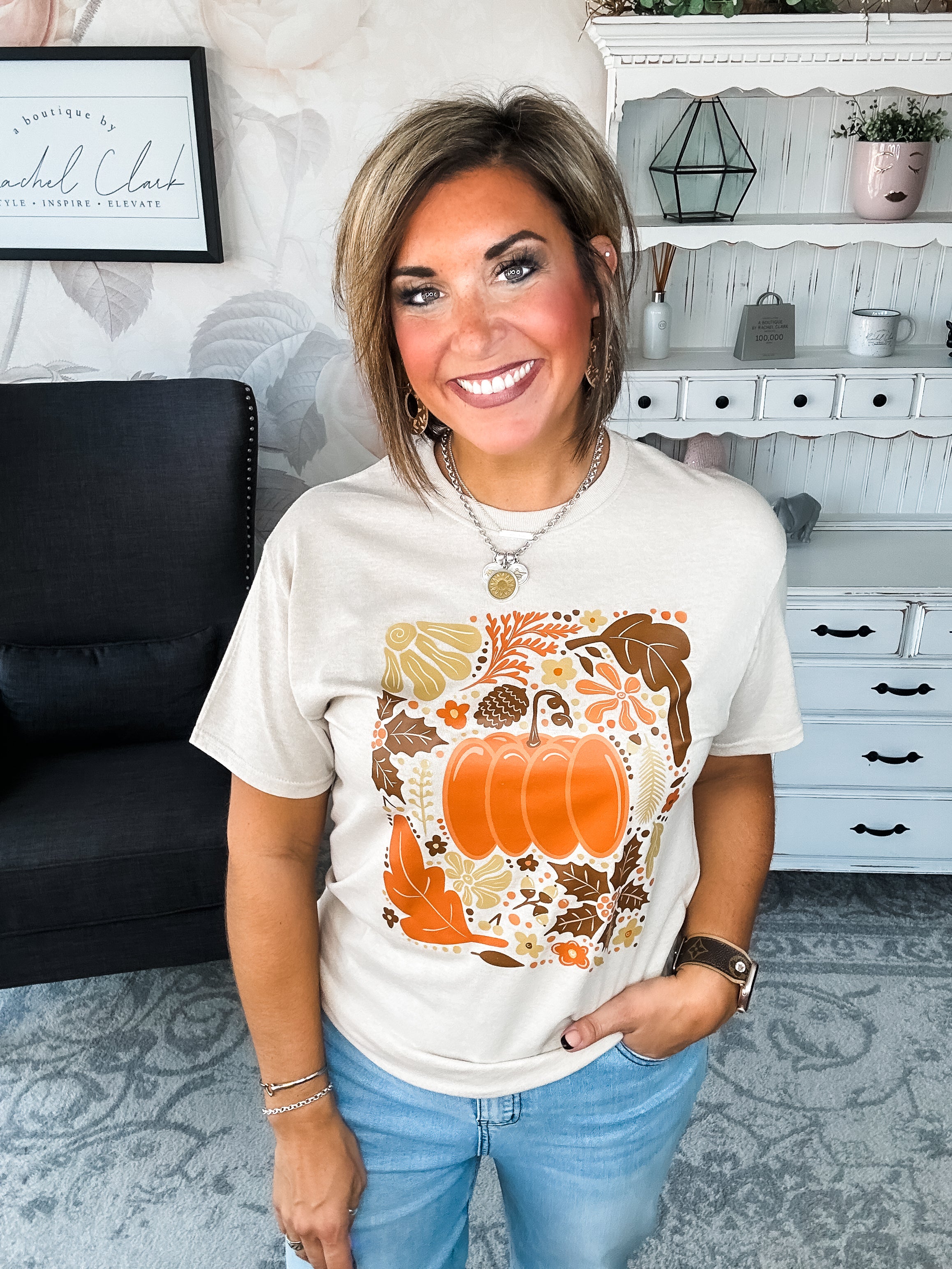 Fall Floral Pumpkin Graphic Tee