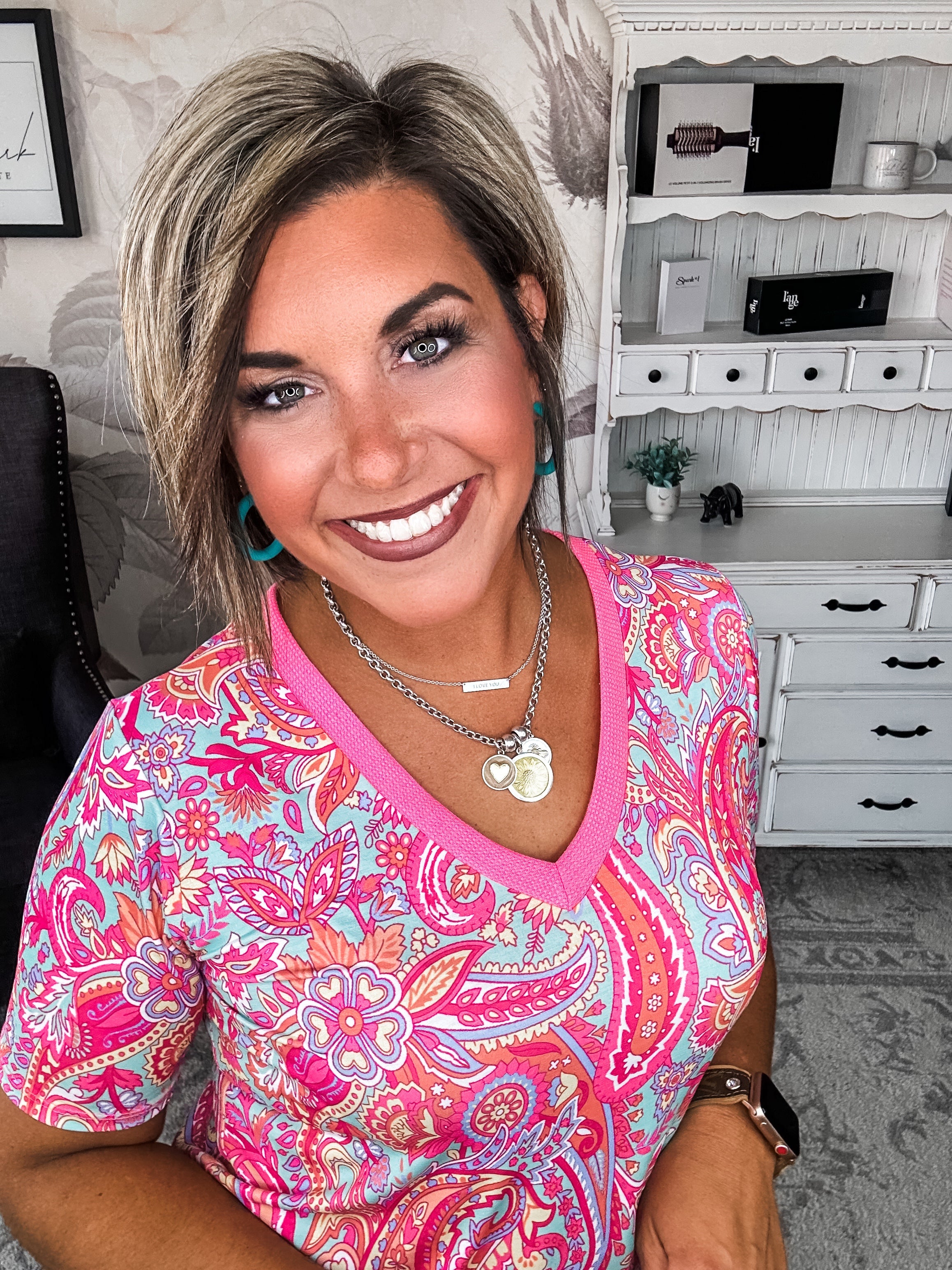 Social Graces Top - Fuchsia Multi