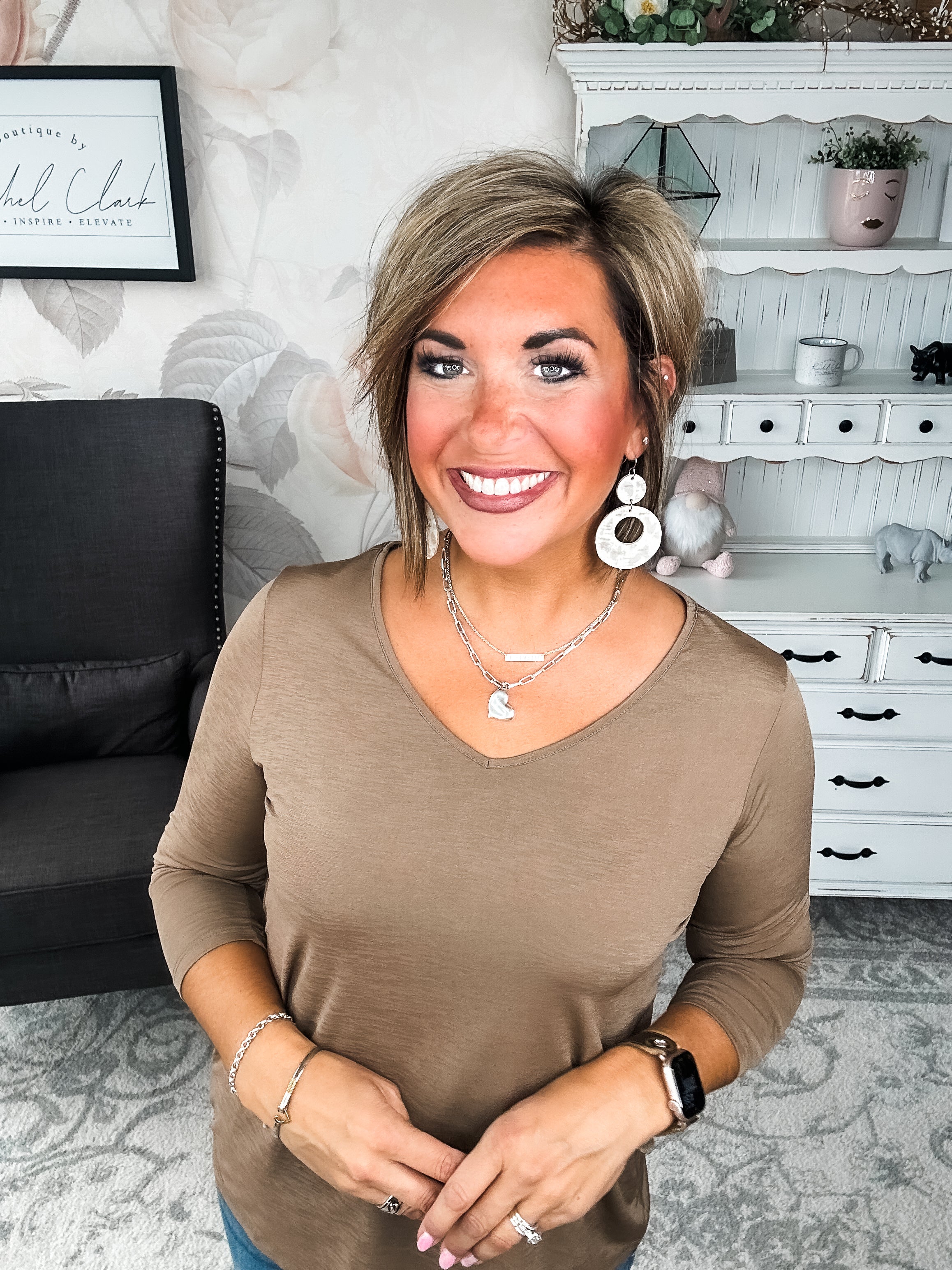 Find The Answer V-neck Top - Mocha