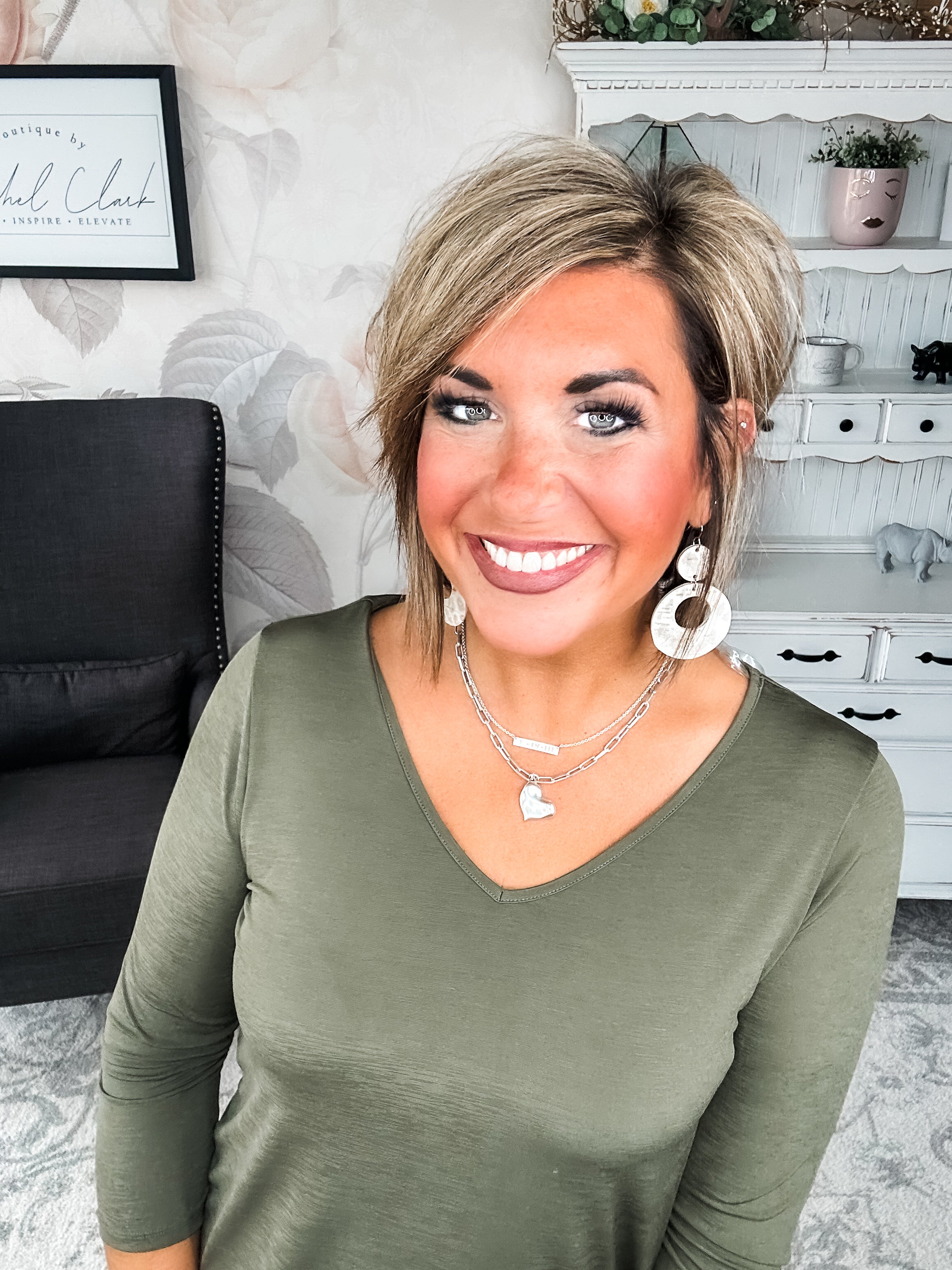 Find The Answer V-neck Top - Olive