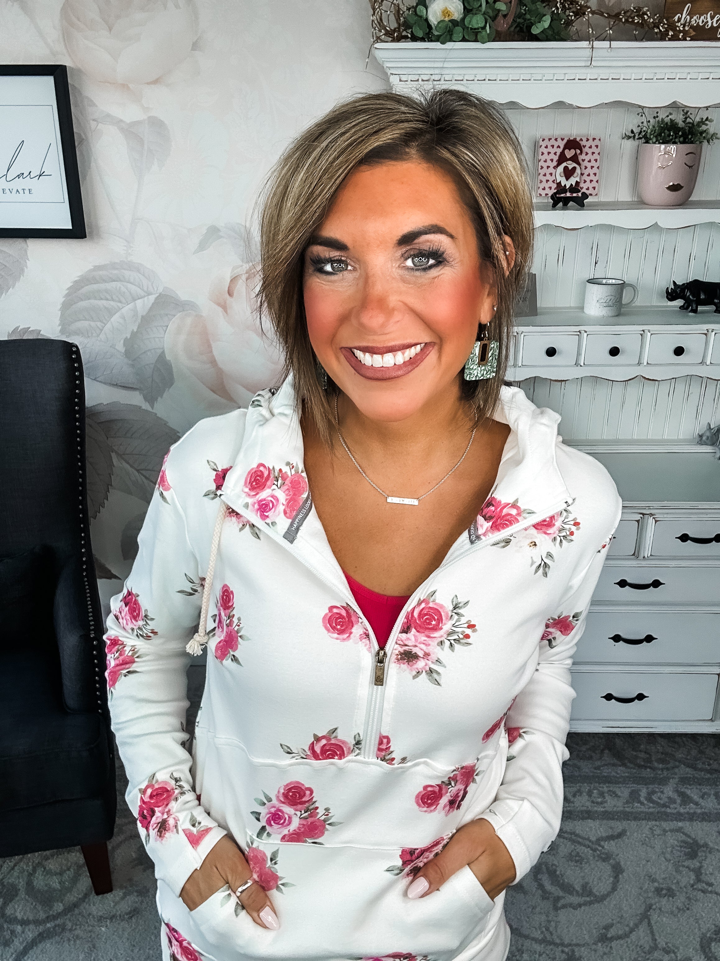 Ampersand Avenue Halfzip Sweatshirt - Garden Bloom