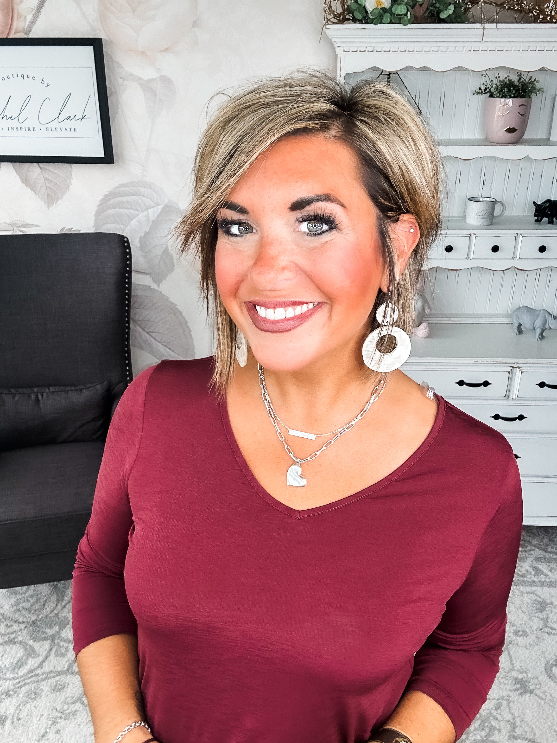 Find The Answer V-neck Top - Wine