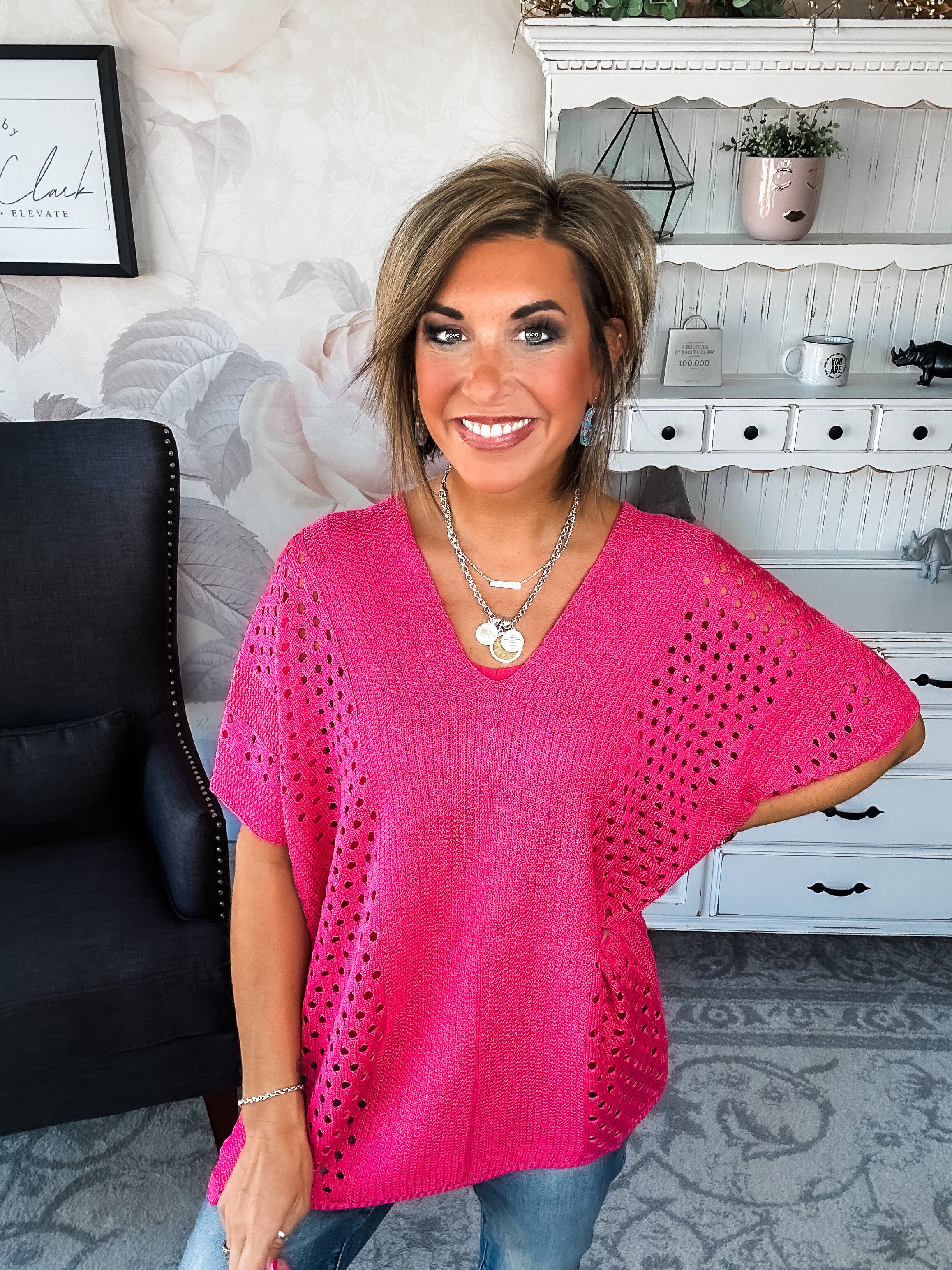 Know Your Blessings Pullover Top - Fuchsia