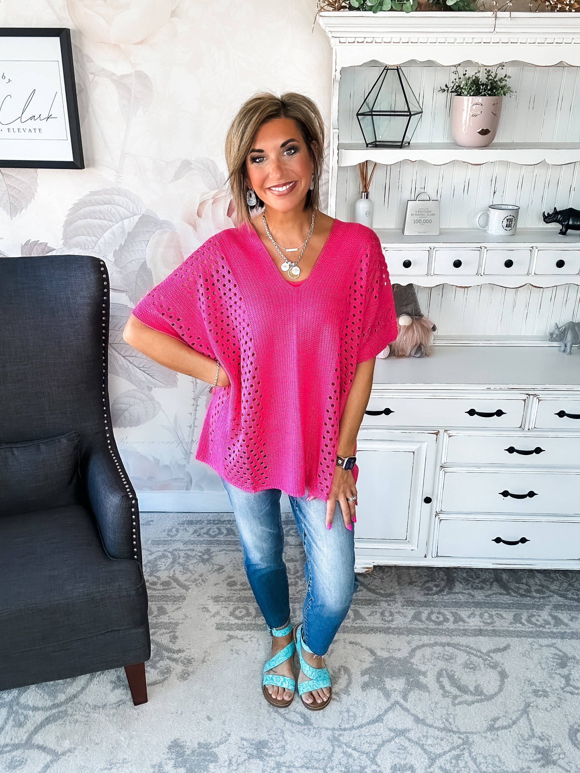 Know Your Blessings Pullover Top - Fuchsia