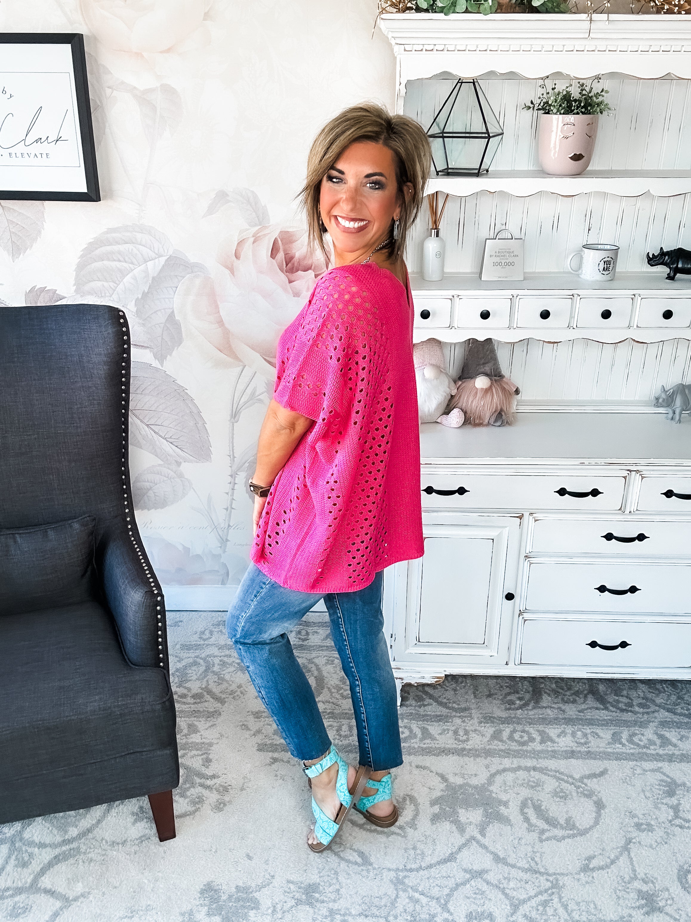 Know Your Blessings Pullover Top - Fuchsia