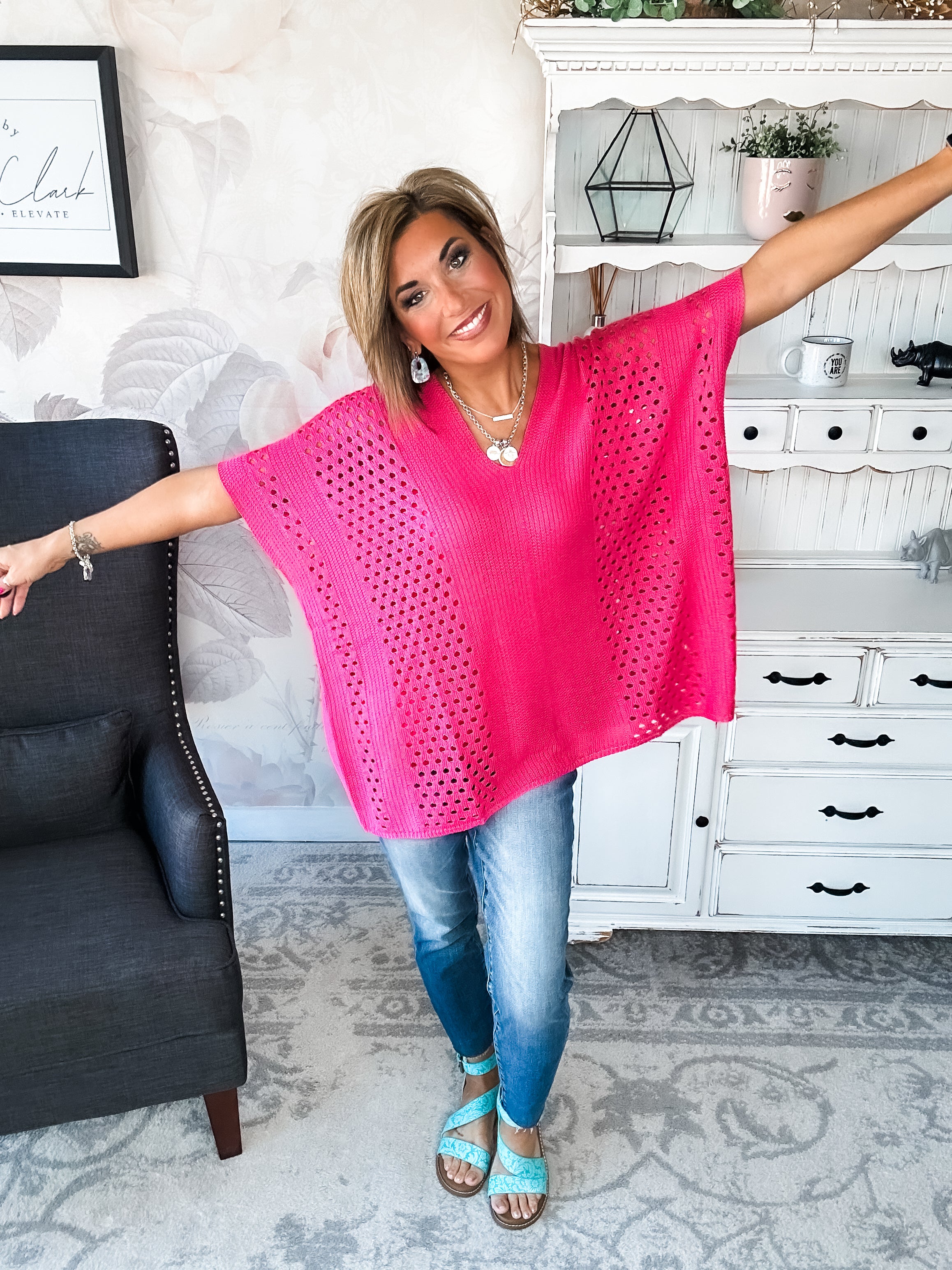 Know Your Blessings Pullover Top - Fuchsia