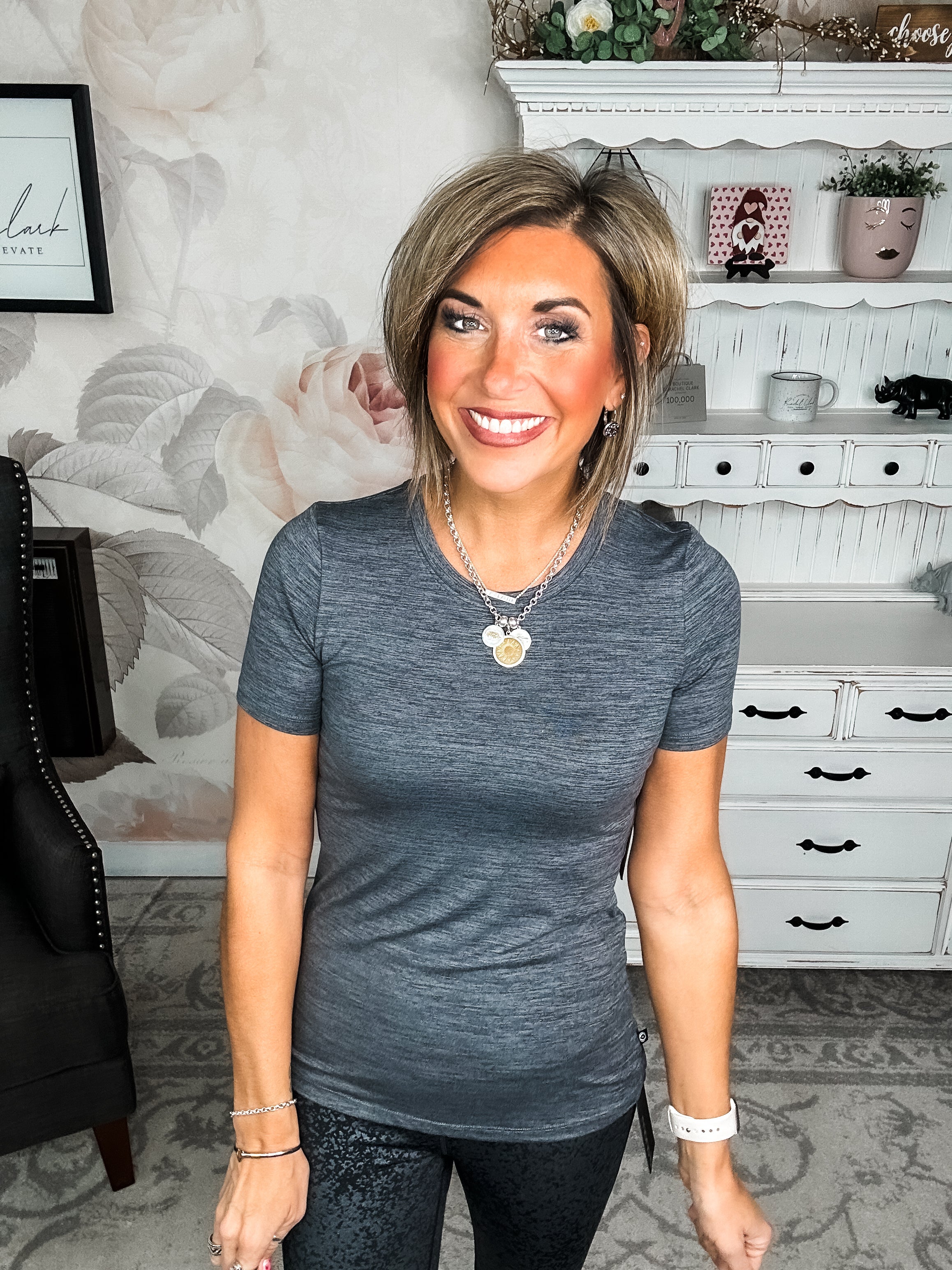 Walk With Me Athletic Tee - Heather Grey