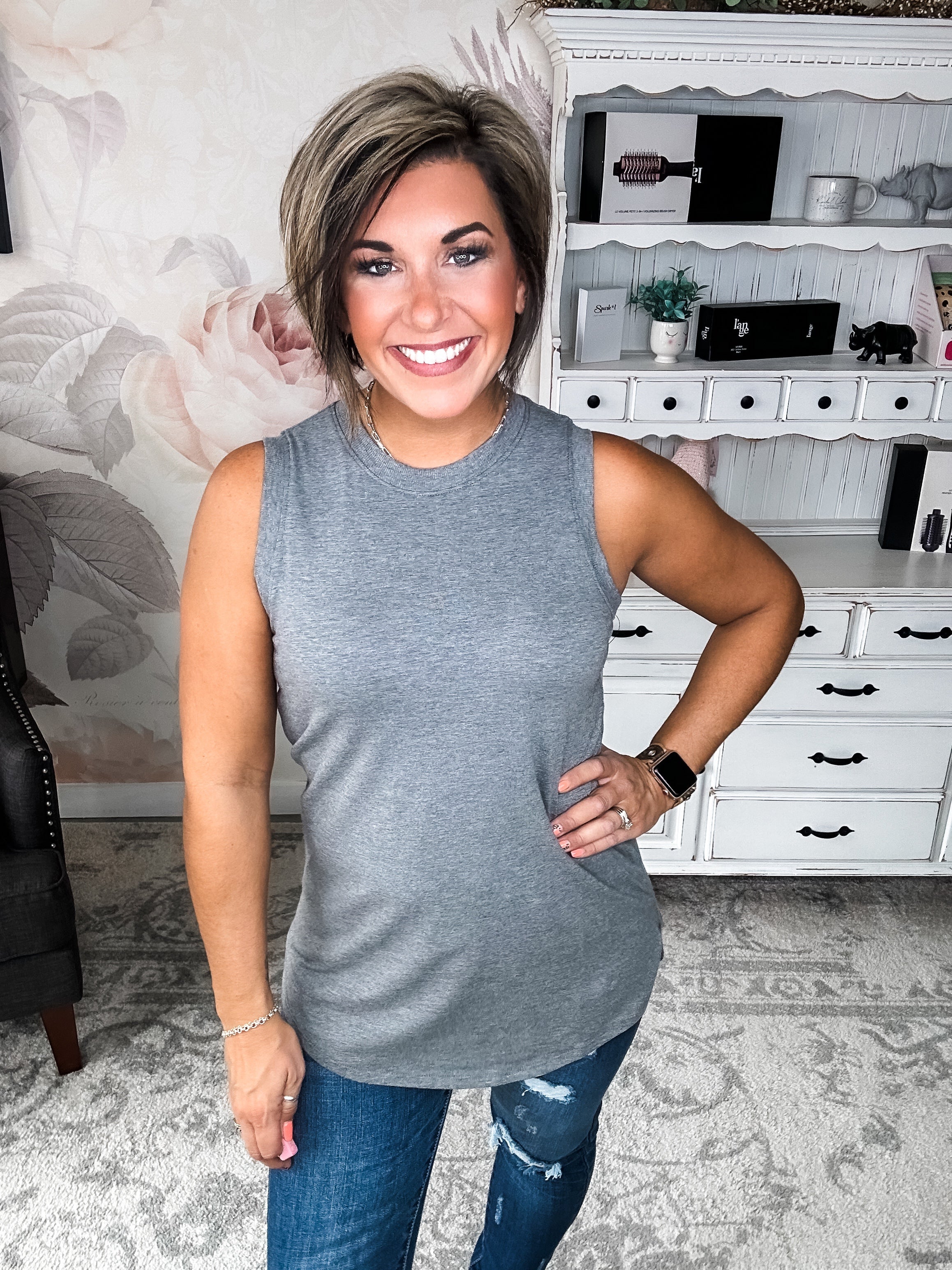 Time To Go Muscle Tank - Heather Grey