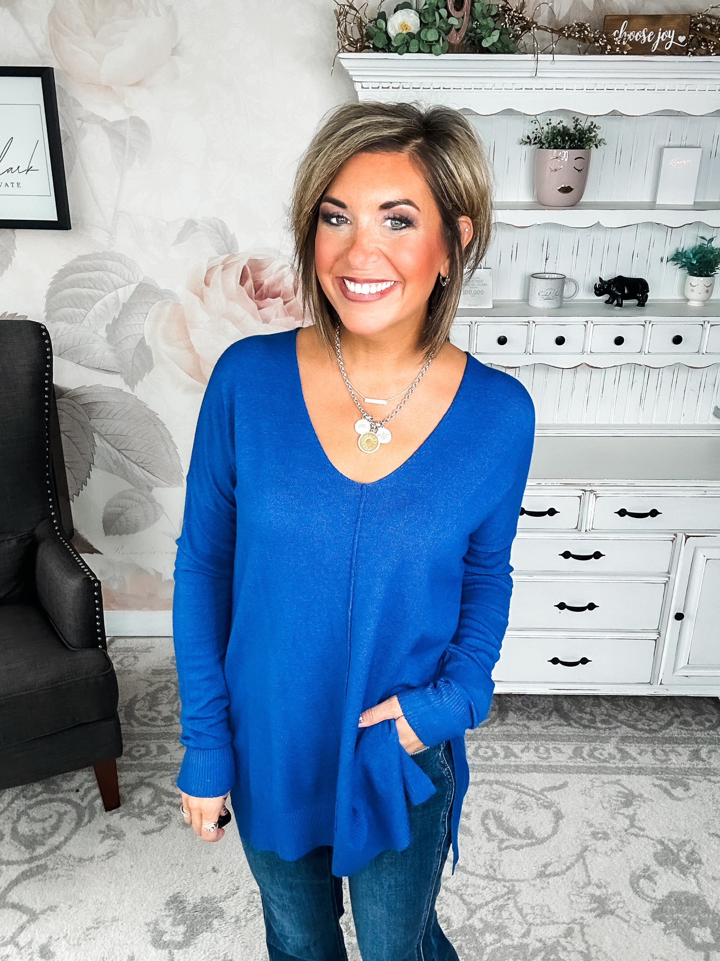 BLACK FRIDAY EXCLUSIVE - Blackout Breezer Sweater - Light Navy