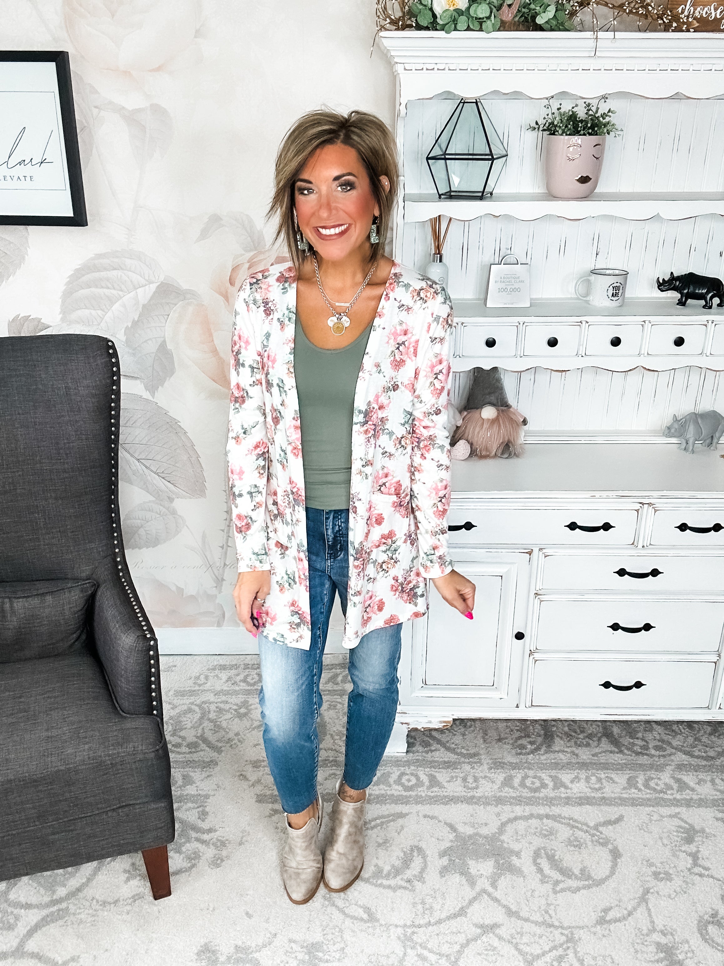Anytime You Want Floral Cardigan - Ivory