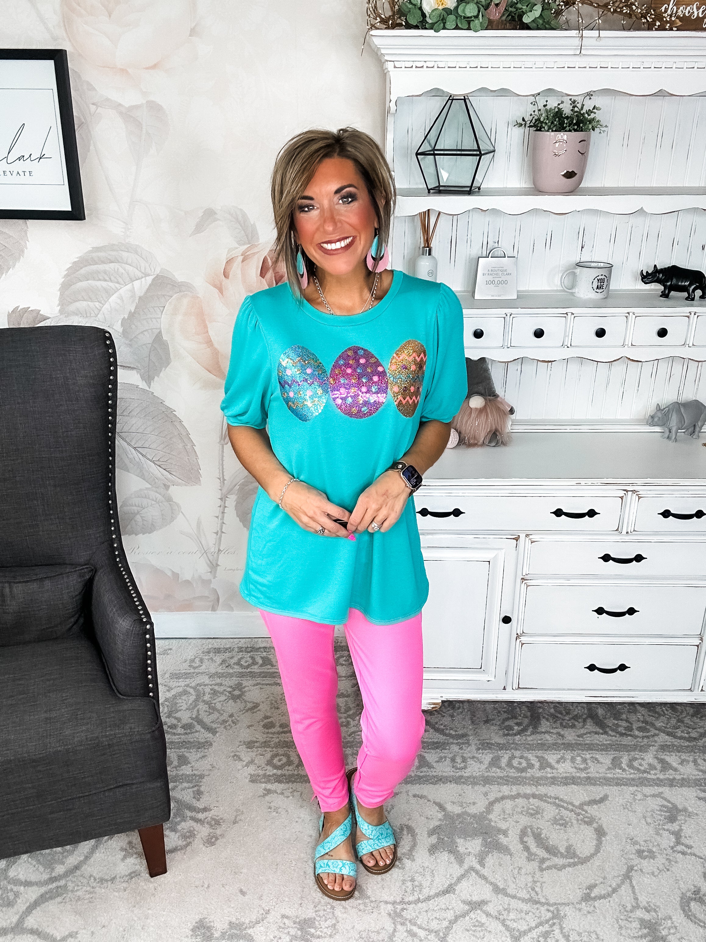 The Good Egg Sequin Puff Sleeve Top