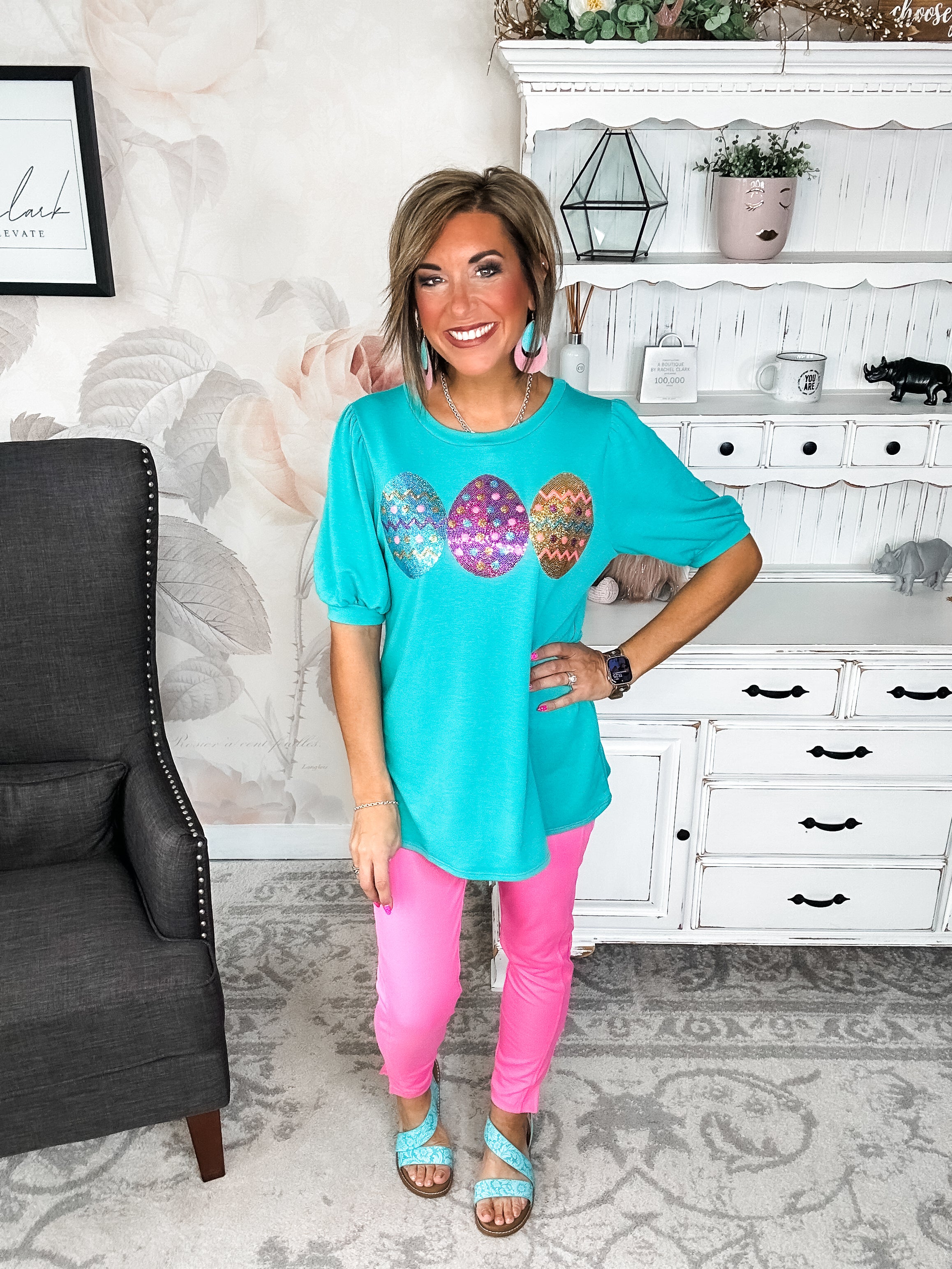 The Good Egg Sequin Puff Sleeve Top