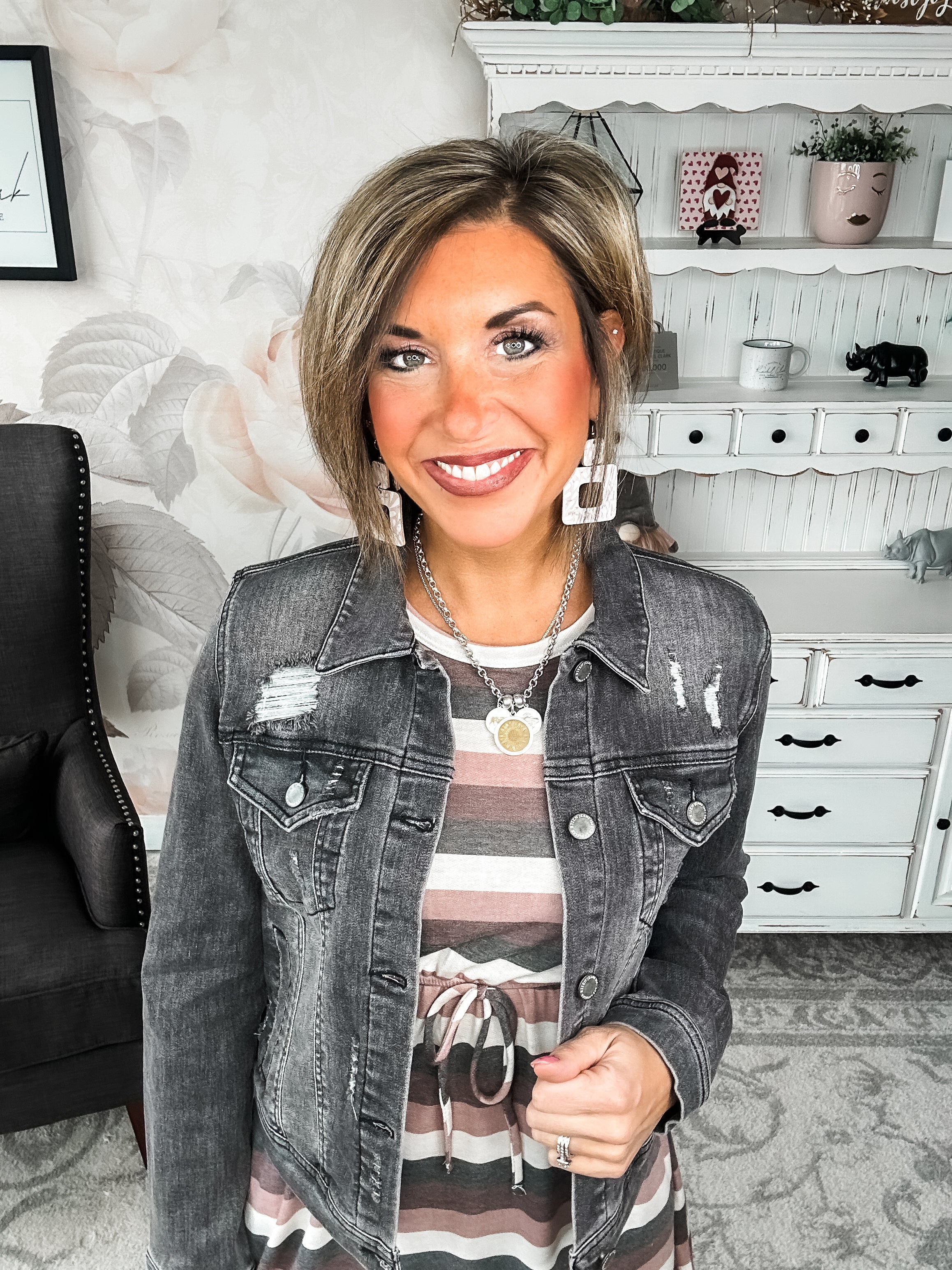 In A Flash Light Grey Jean Jacket