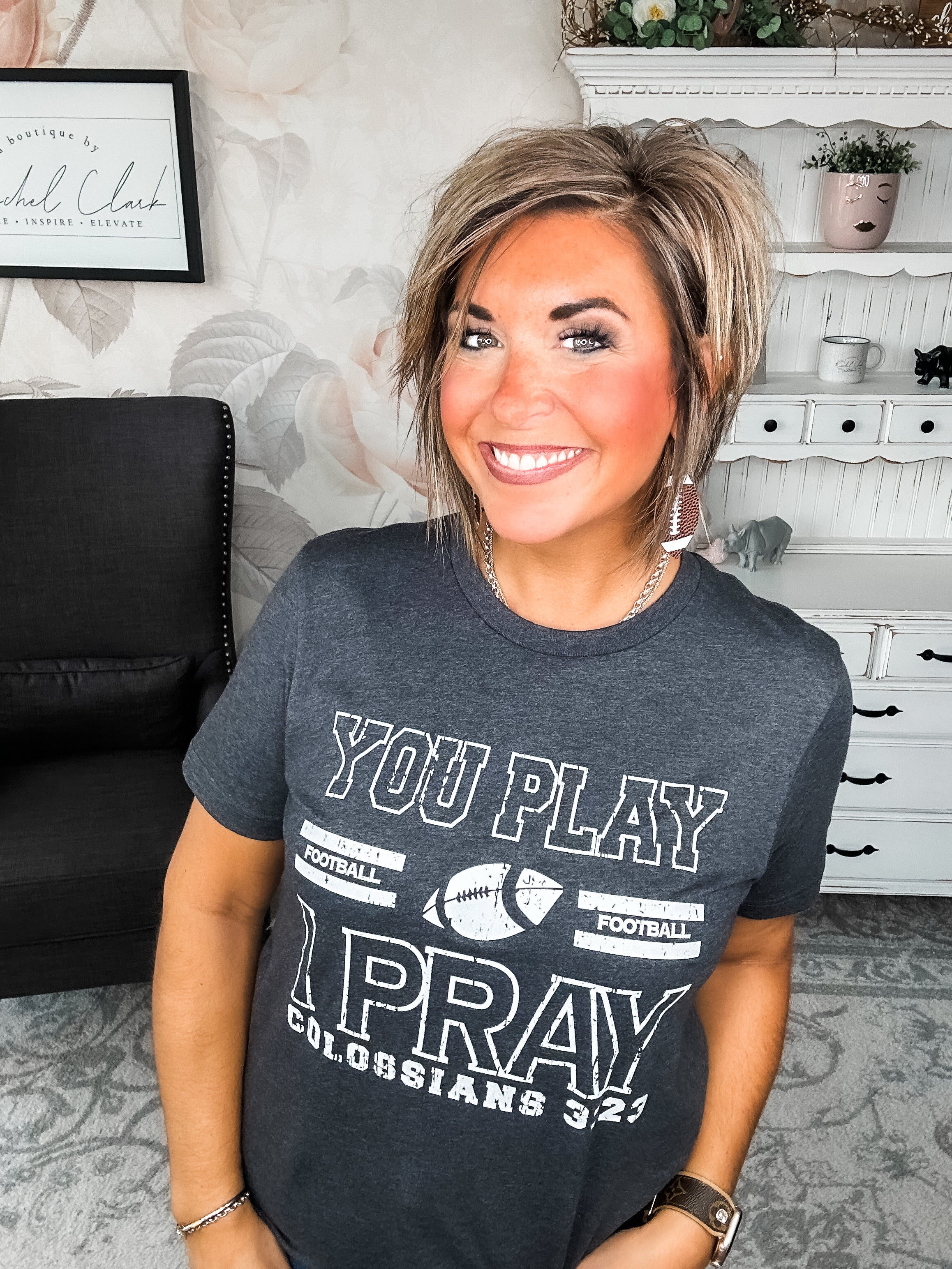You Play, I Pray Graphic Tee - Charcoal
