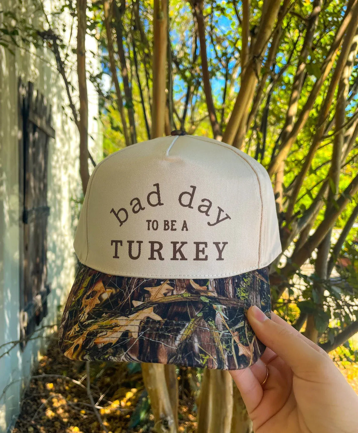 Bad Day To Be A Turkey Khaki/ Real Camo Canvas Trucker Hat *ONLINE EXCLUSIVE*