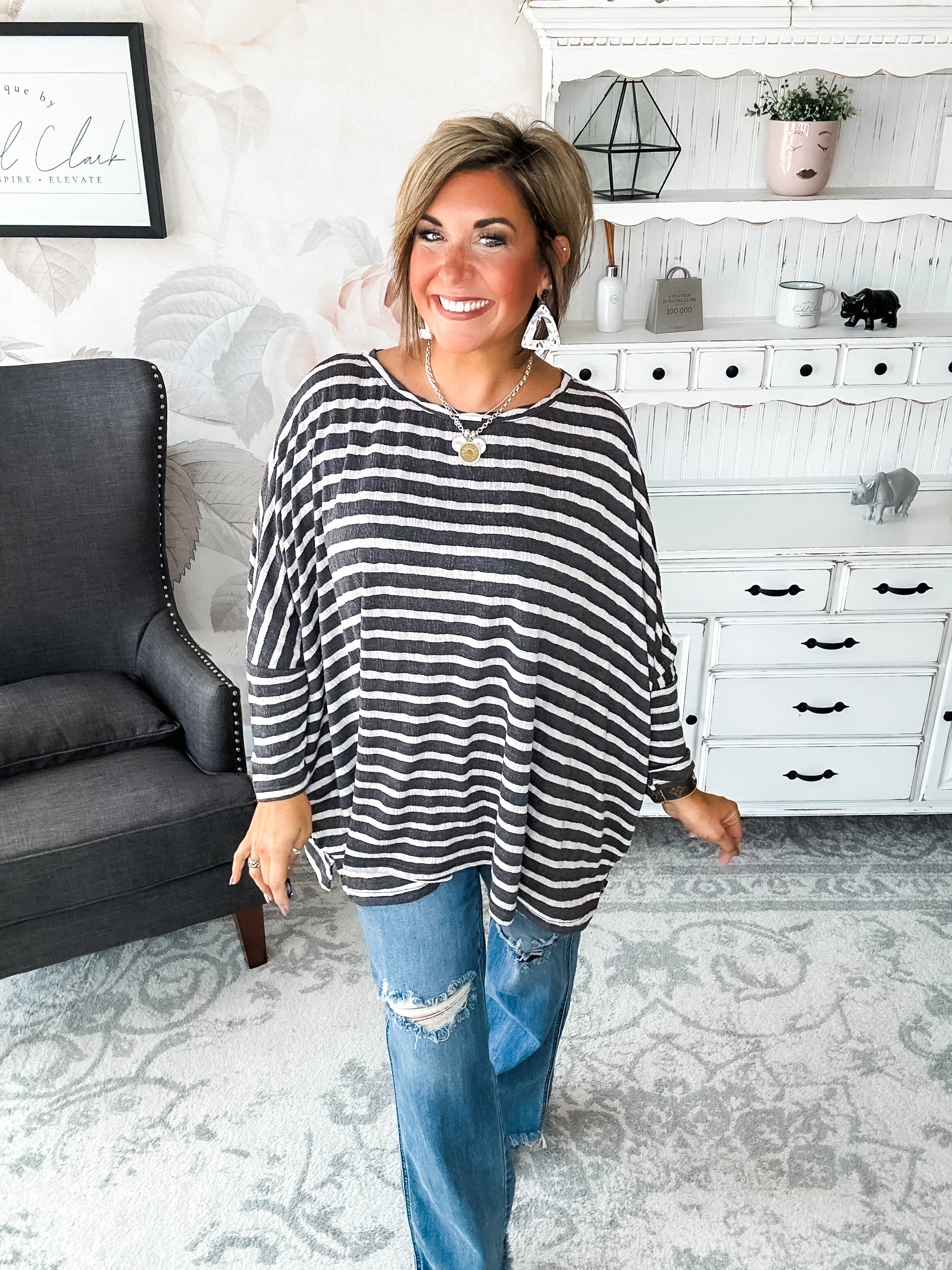 See My Whole Life Boxy Top - Grey