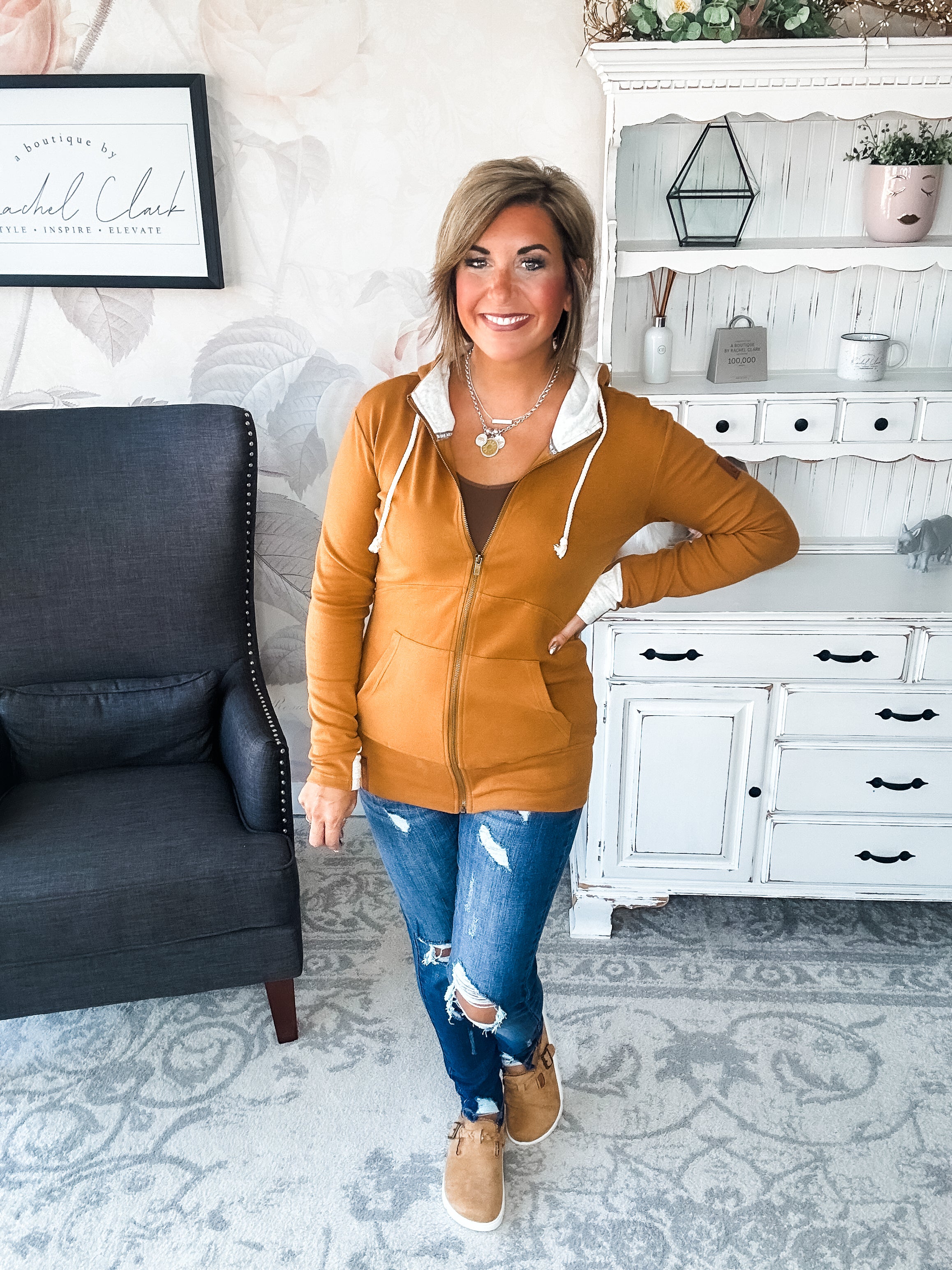 Ampersand Avenue Fullzip Sweatshirt Hey Boo Hey