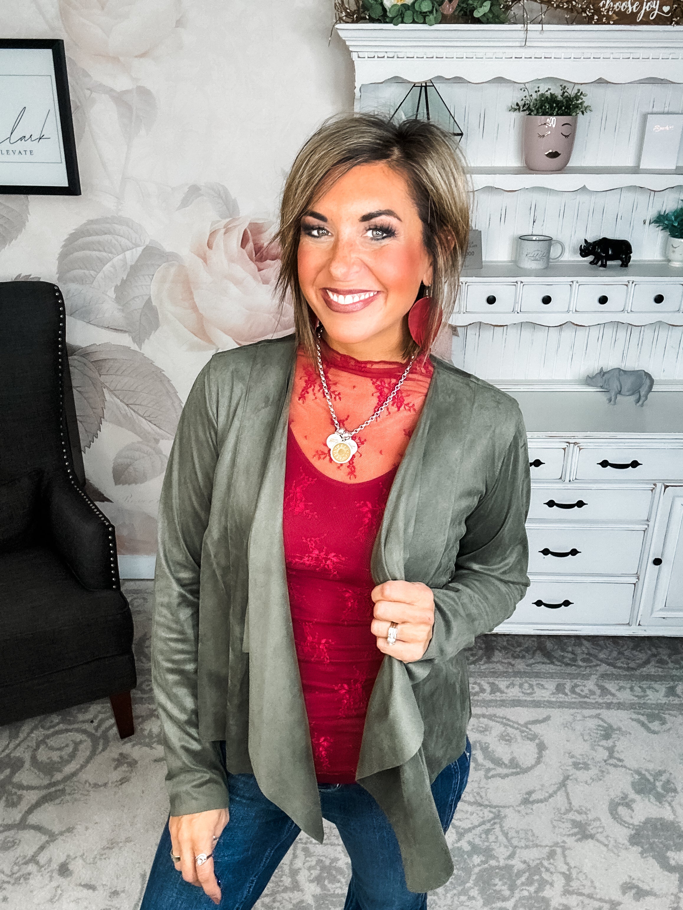 Wide Awake Sueded Moto Jacket - Olive