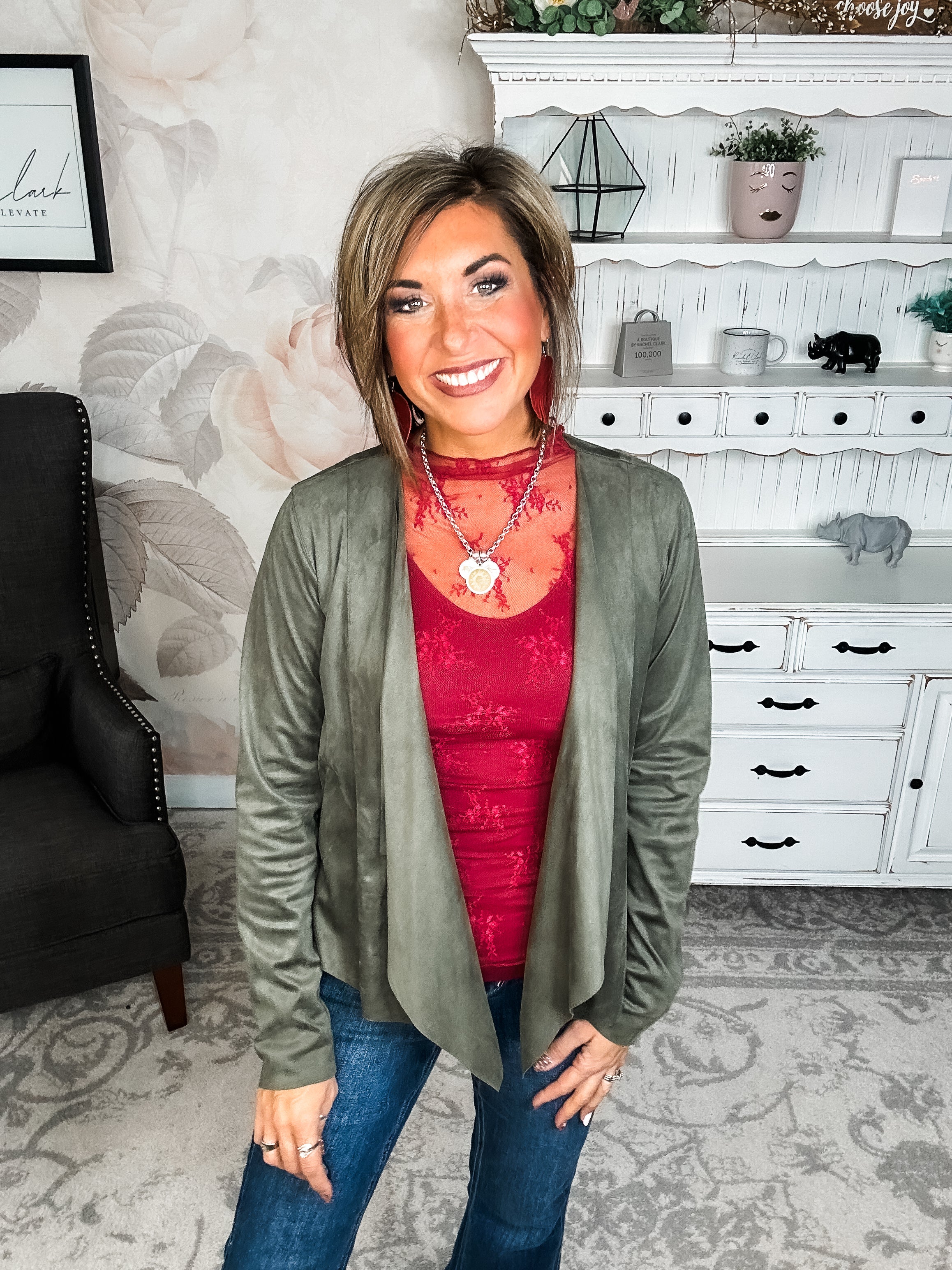 Wide Awake Sueded Moto Jacket - Olive