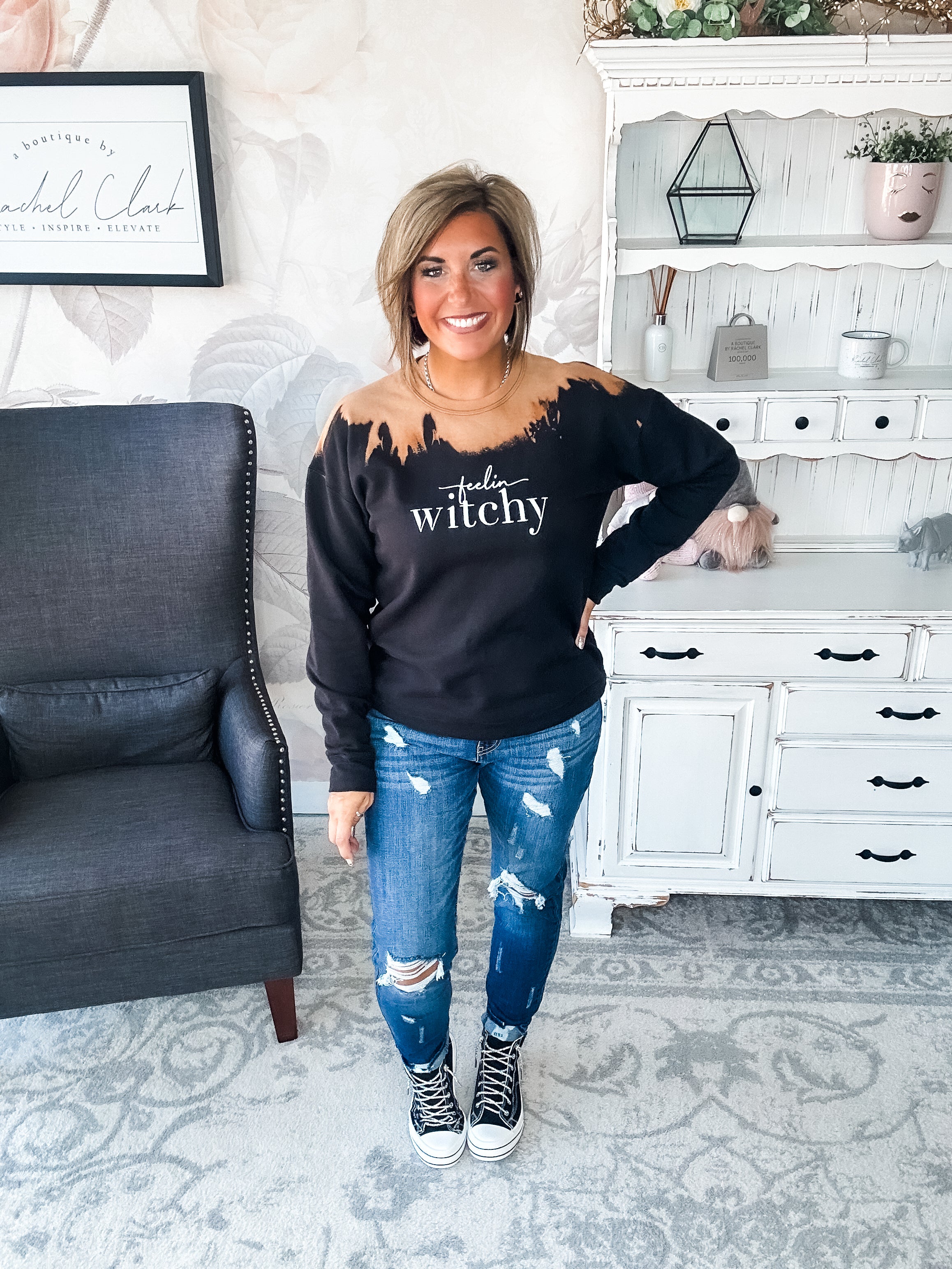 Feelin' Witchy Bleached Sweatshirt