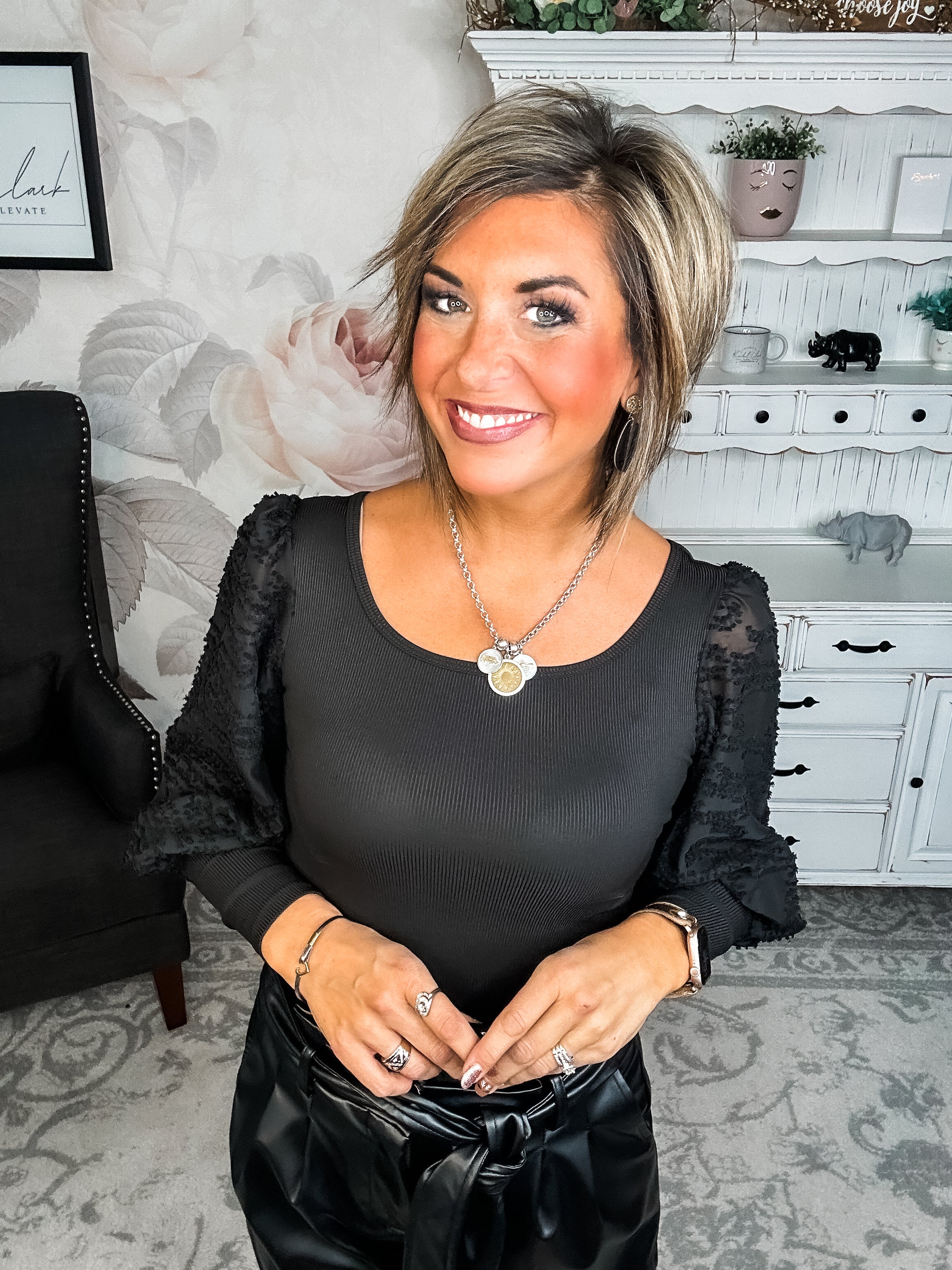Beyond Beauty Sheer Sleeve Bodysuit