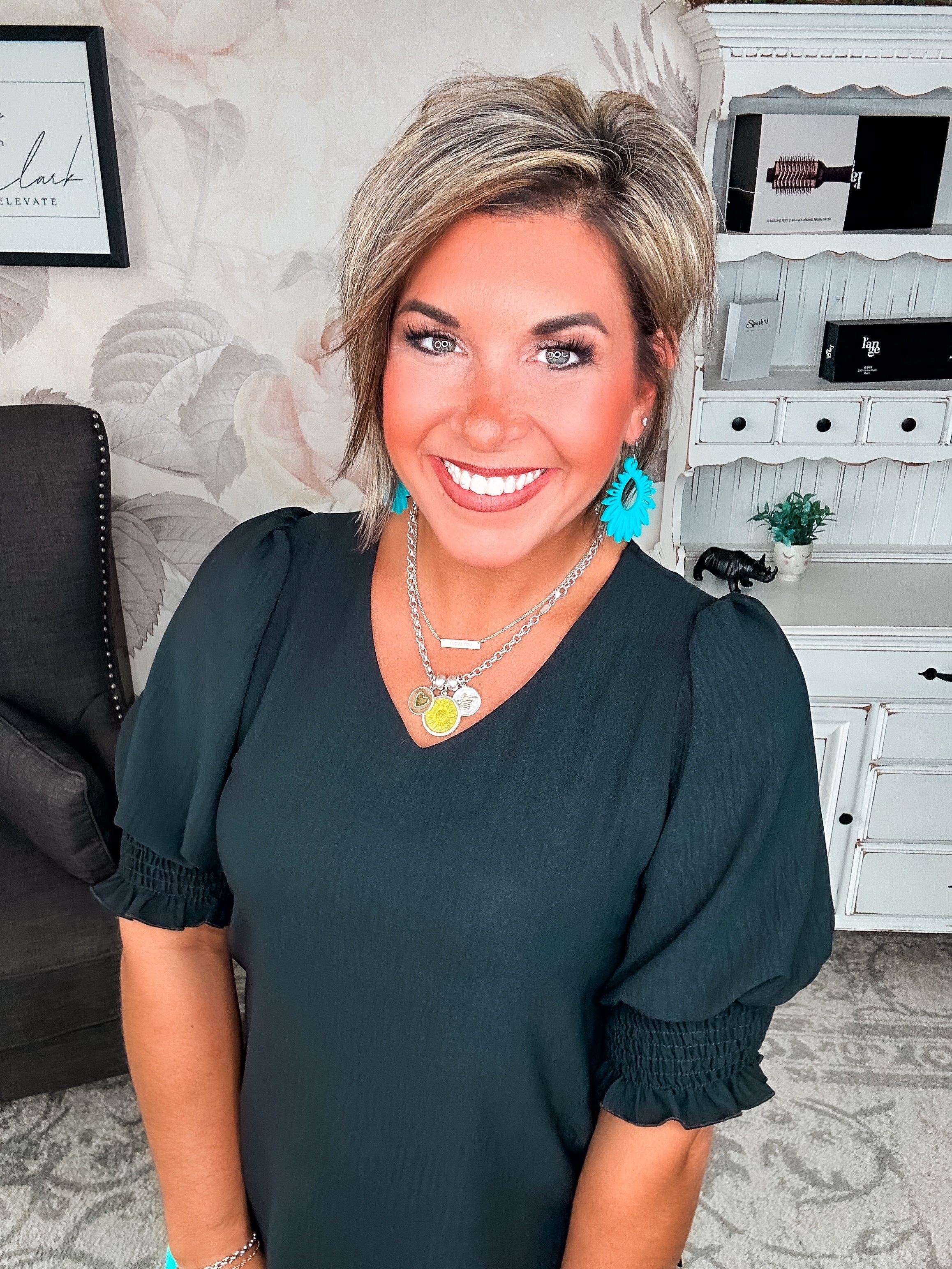 Back To Your Roots Puff Sleeve Top - Black